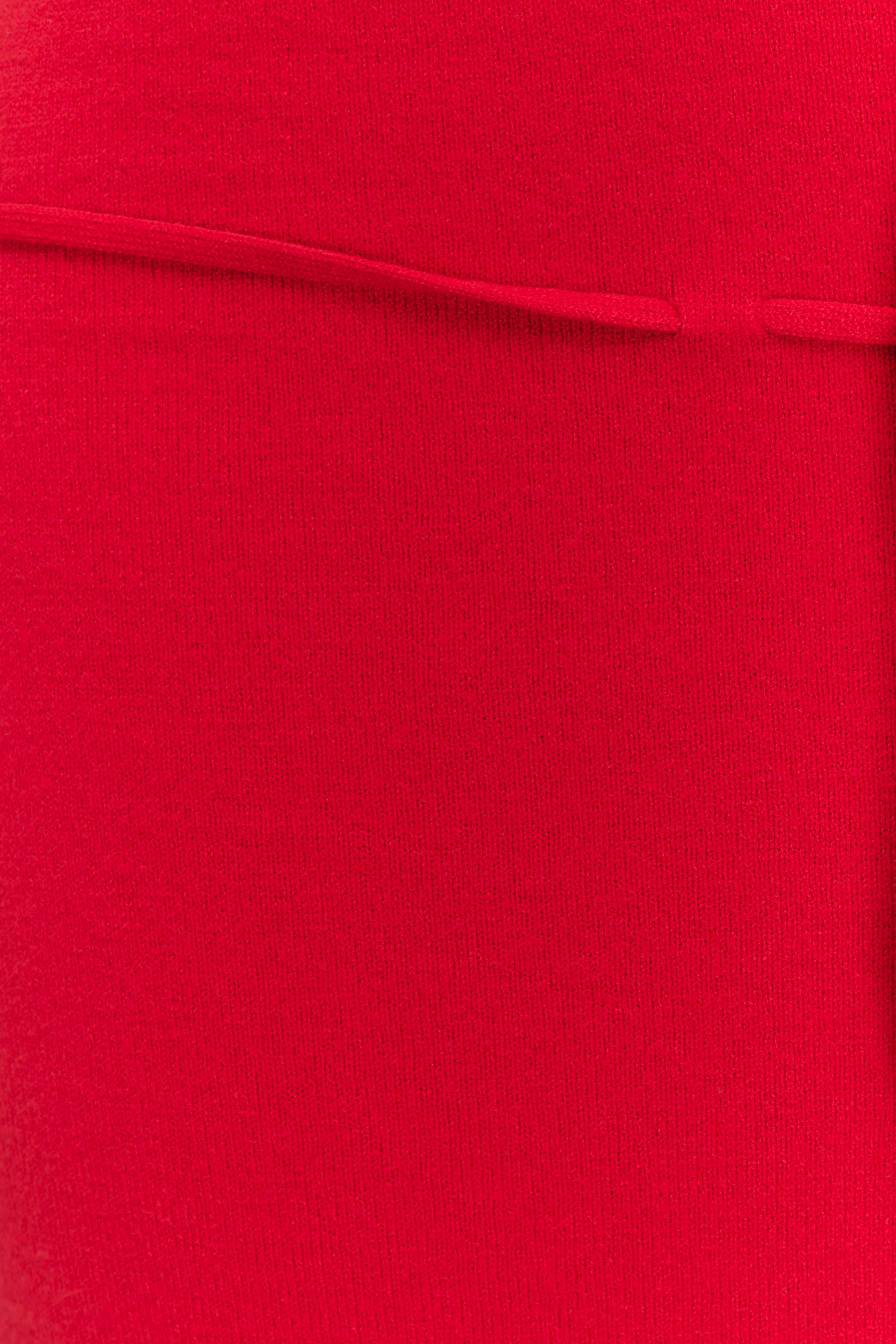 Off Shoulder Knit Top with Long Sleeves & Front Tie | Polly Red