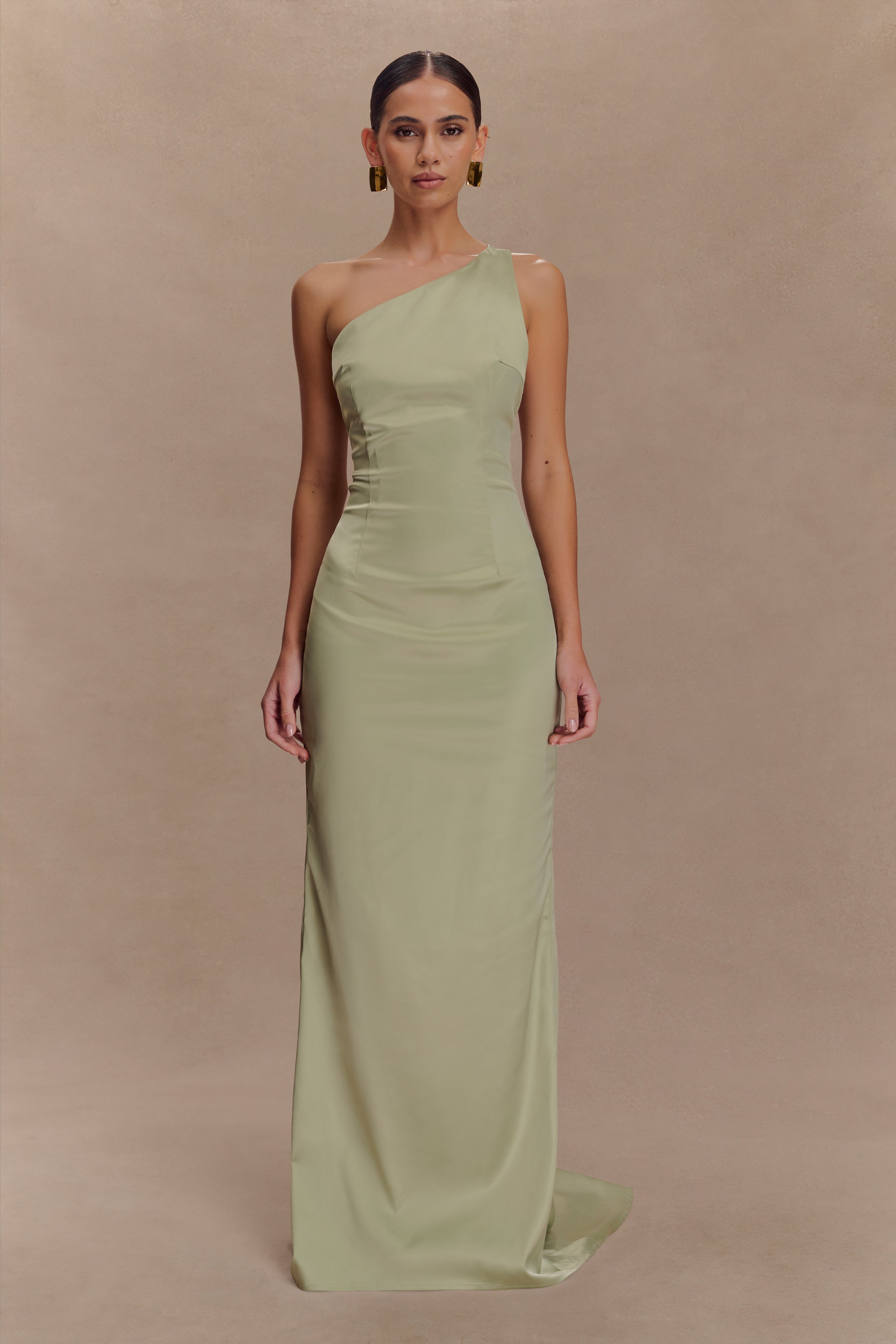 Elegant One Shoulder Gown with Open Back & Train | Harper Sage