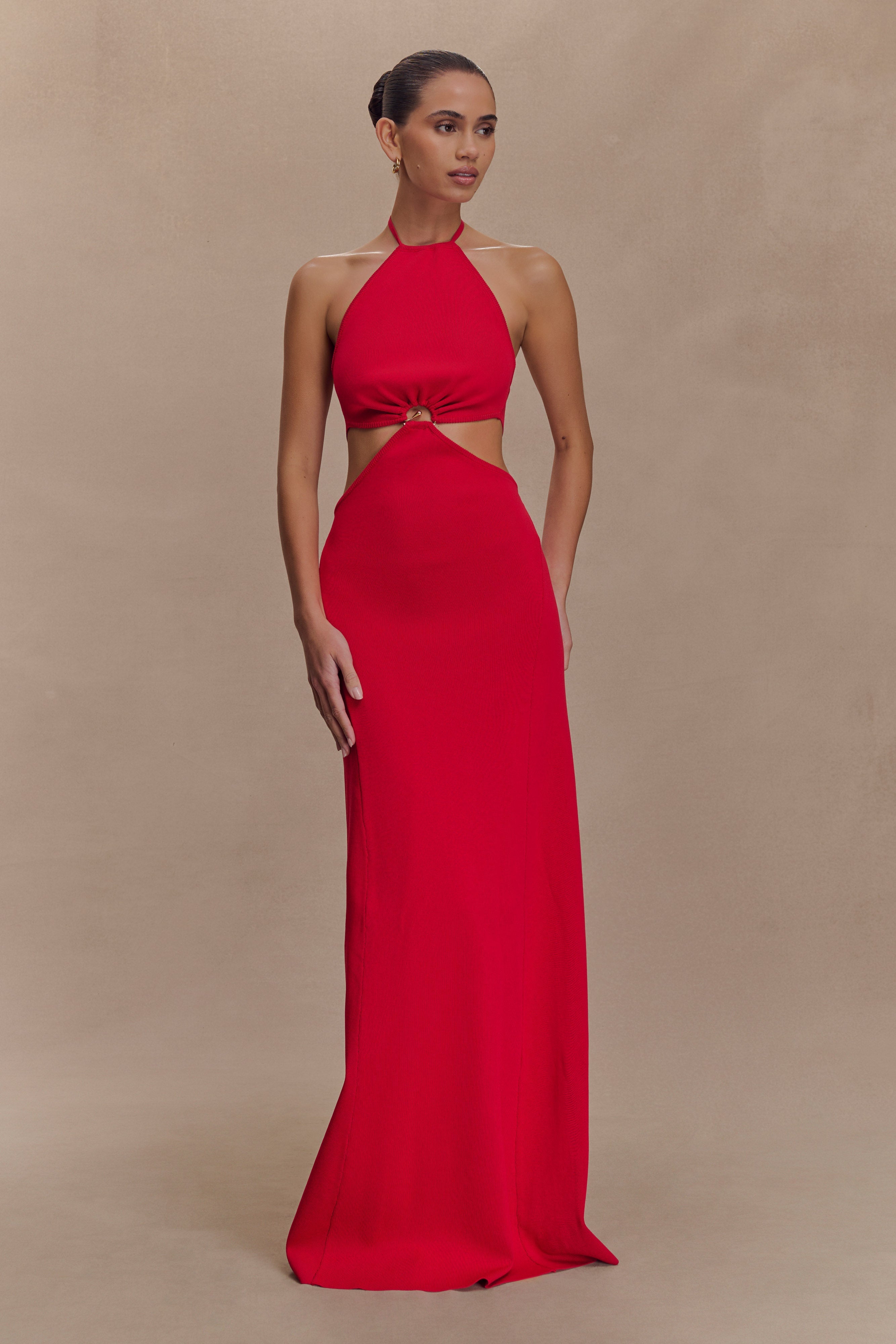 Halter Knit Maxi Dress with Open Back & Adjustable Neckline | Marlowe
