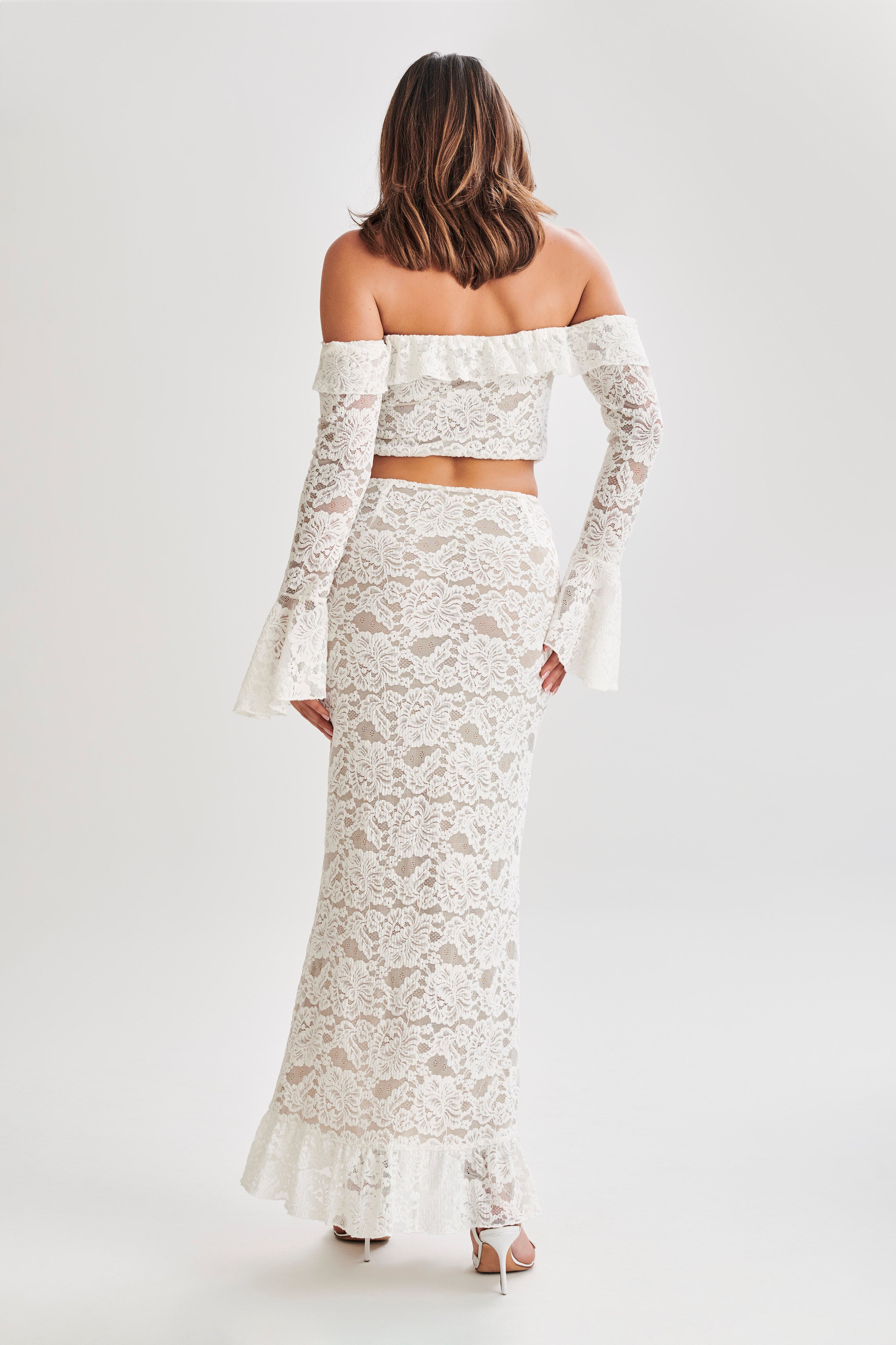 Lace Plisse Maxi Skirt for Women | Ivory | Artemis