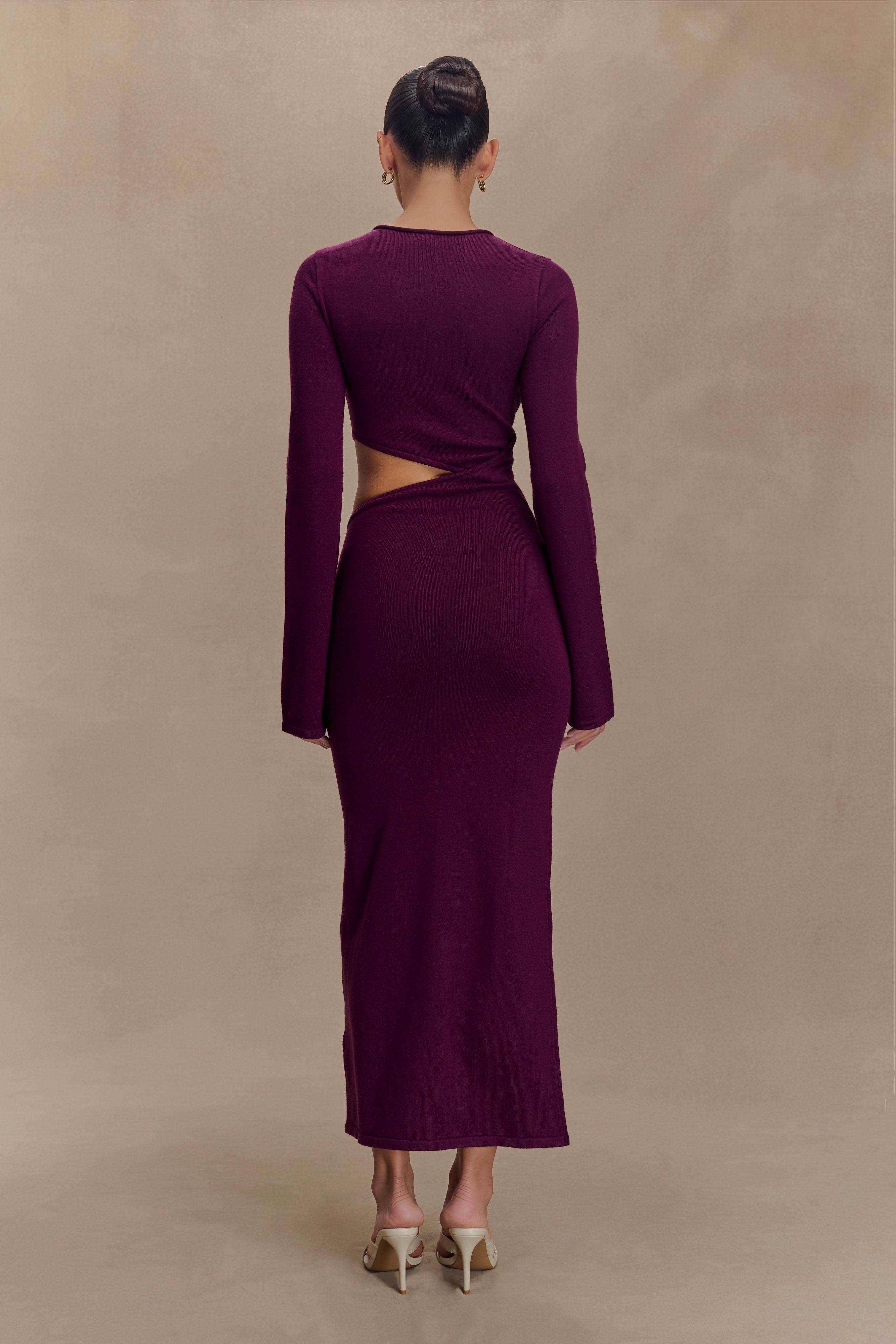 Long Sleeve Knit Midi Dress with Waist Cutout | Azariah Plum