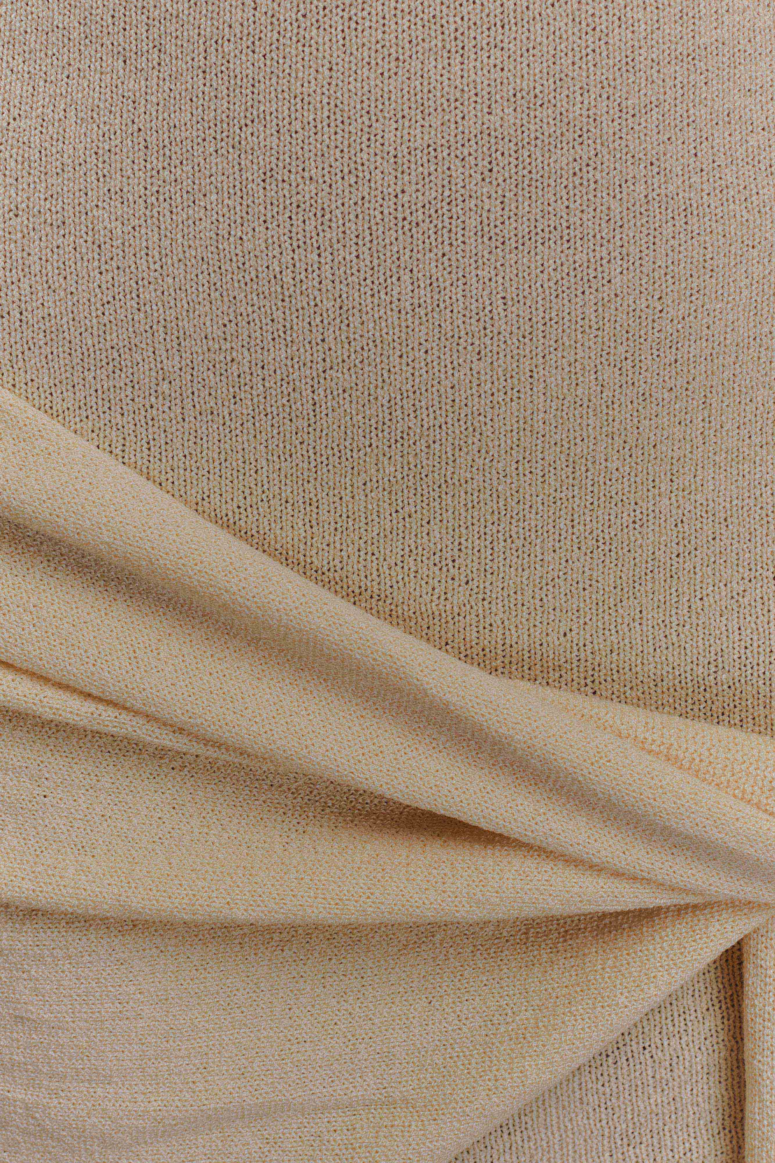 Knit Mini Dress with Detachable Scarf & V Neckline | Taron Cream