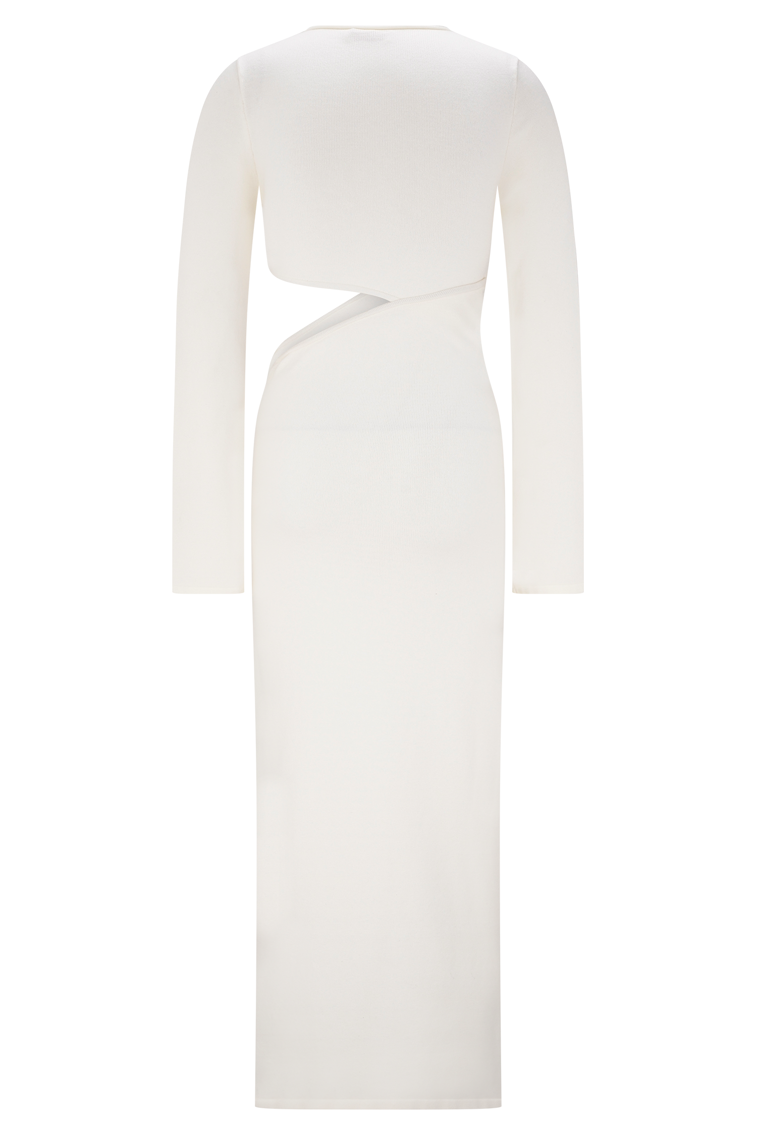 Long Sleeve Knit Midi Dress with Waist Cutout | Azariah Ivory