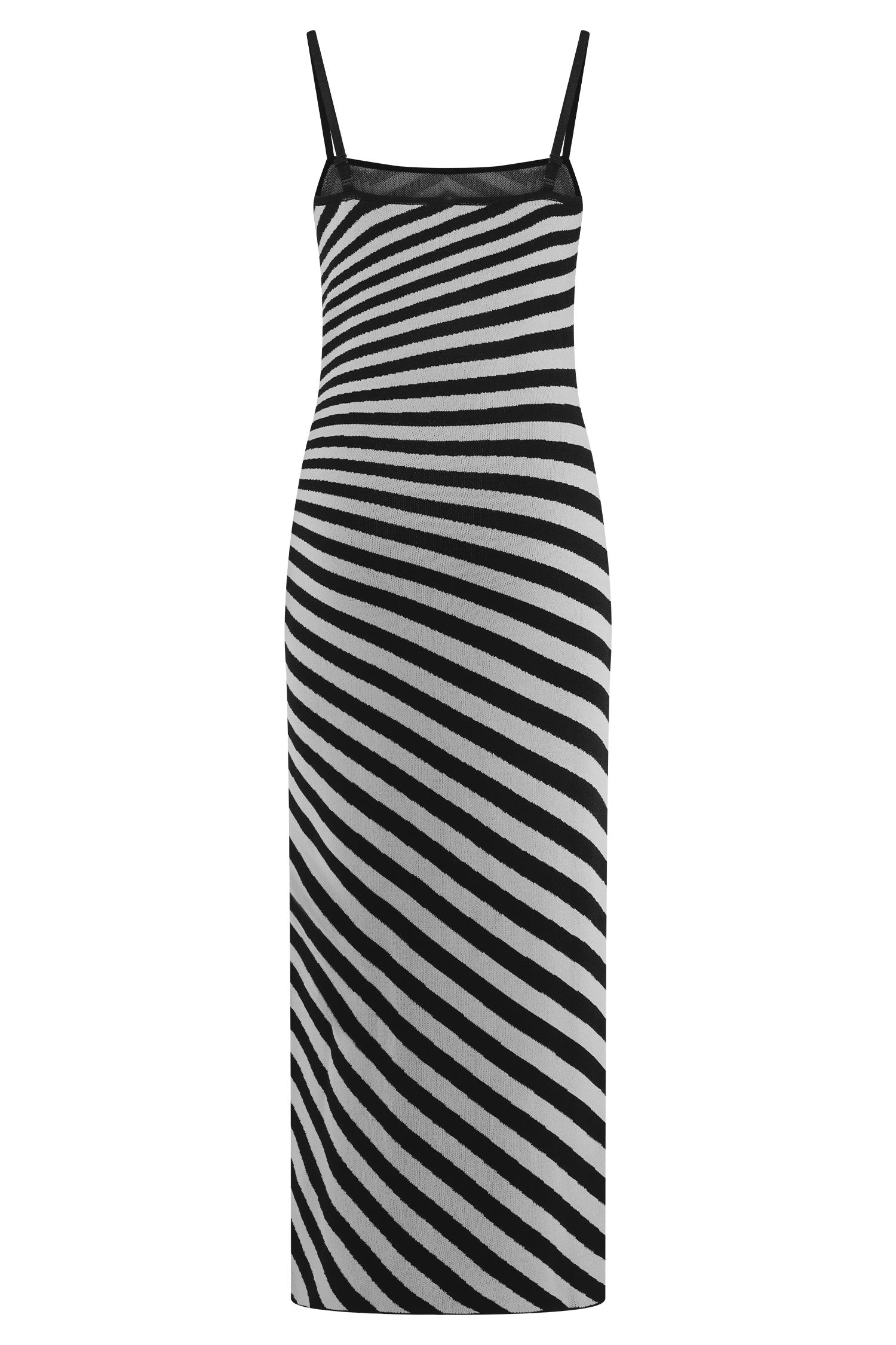 Striped Knit Midi Dress with Adjustable Straps | Raven