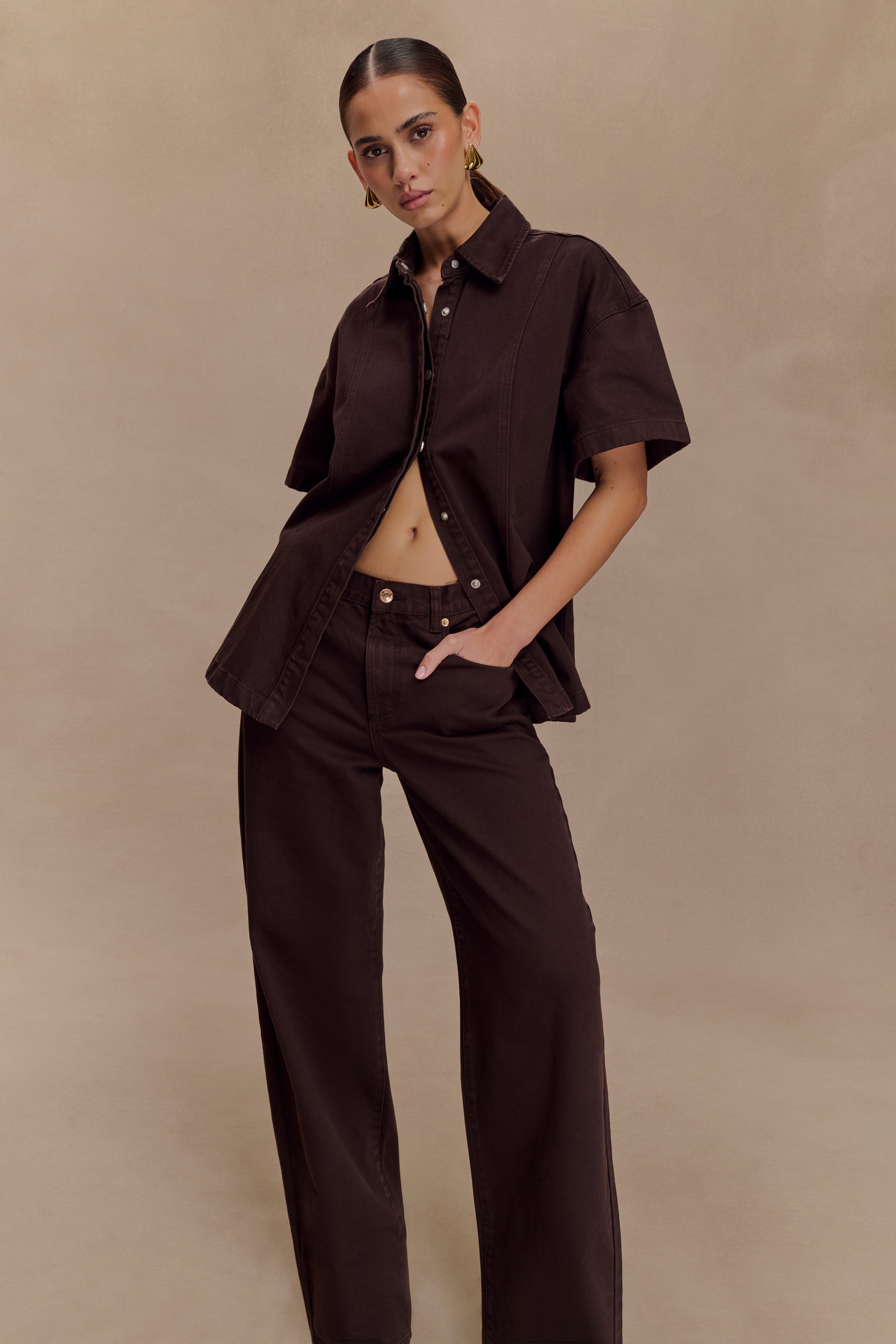 Oversized Denim Shirt for Women with Button Front & Relaxed Fit | Maya
