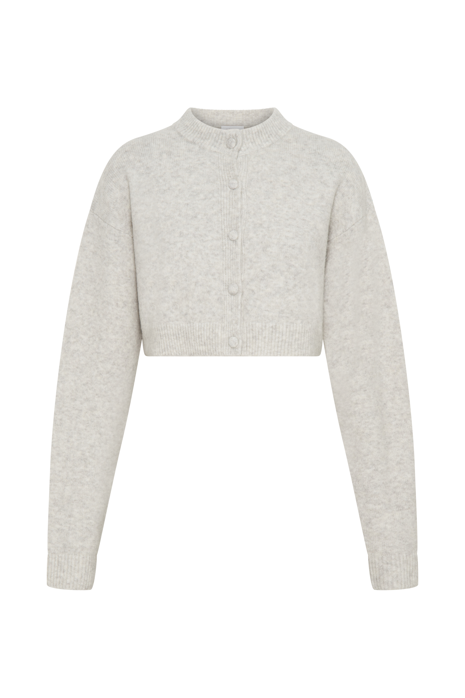 Chic Cropped Knit Cardigan with Button Front | Shelby Heather Grey