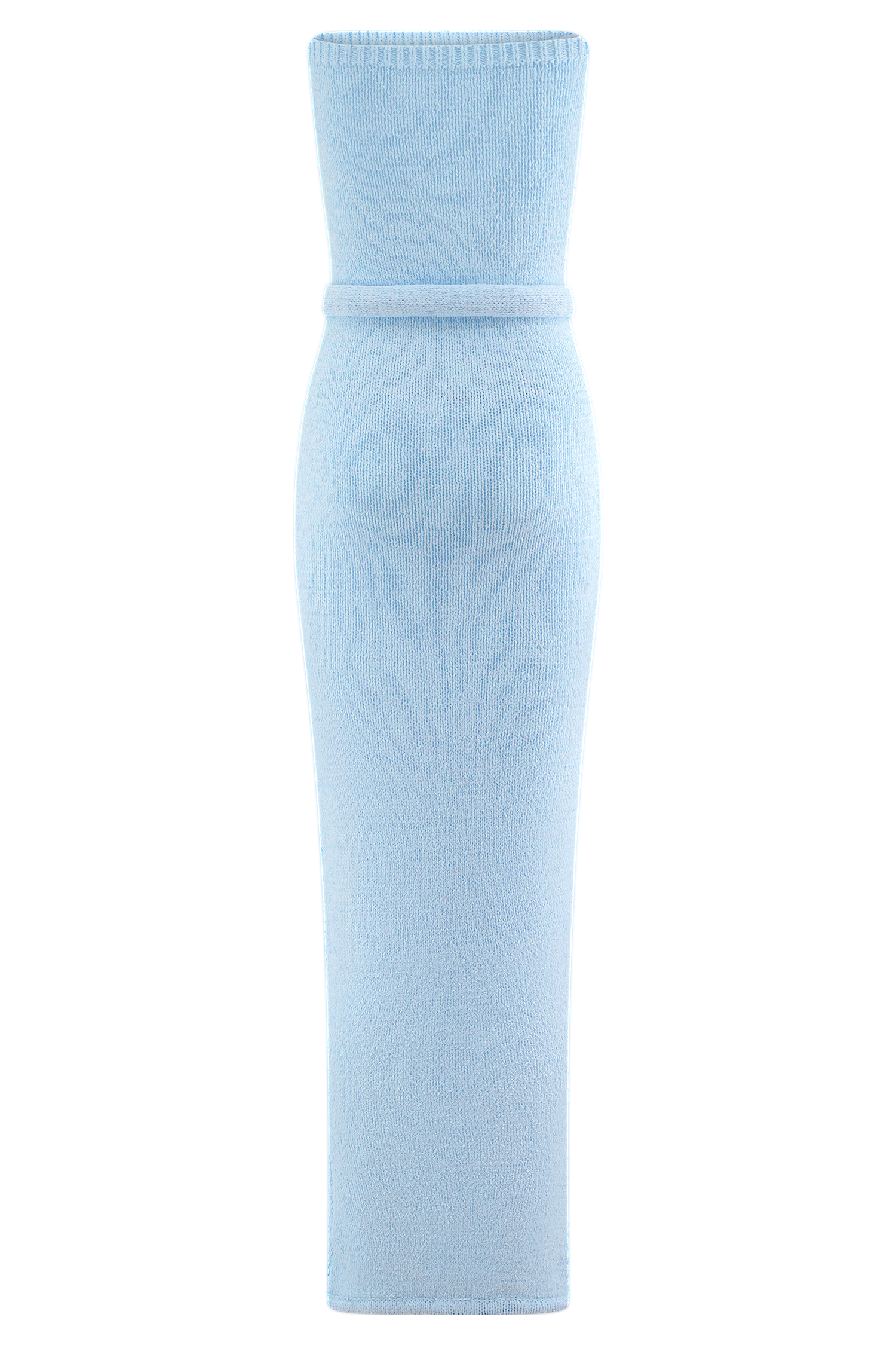 Strapless Knit Maxi Dress with Removable Scarf | Andrea - Light Blue