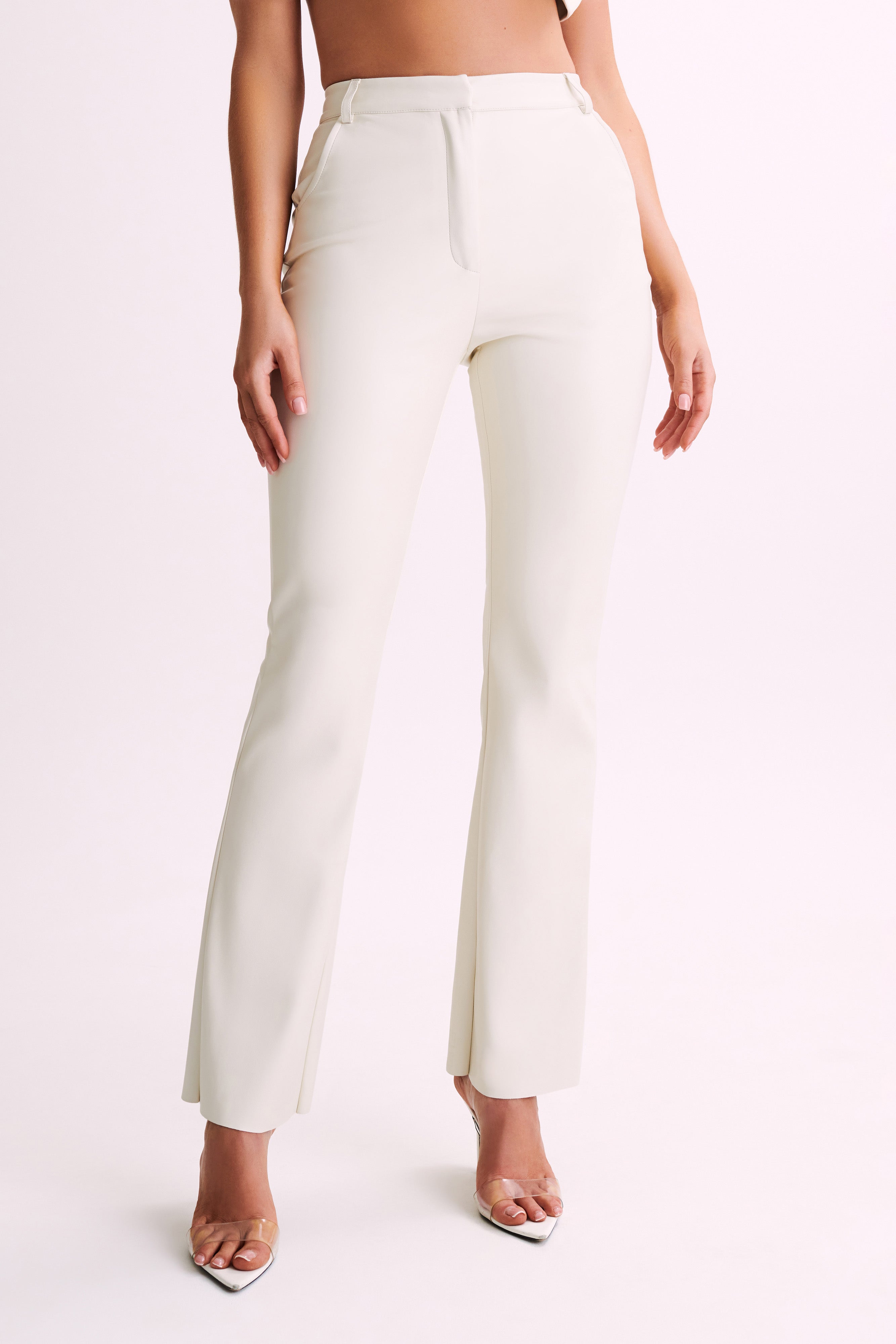 Faux Leather Pants for Women - High Waist Straight Leg | Tyra Ivory