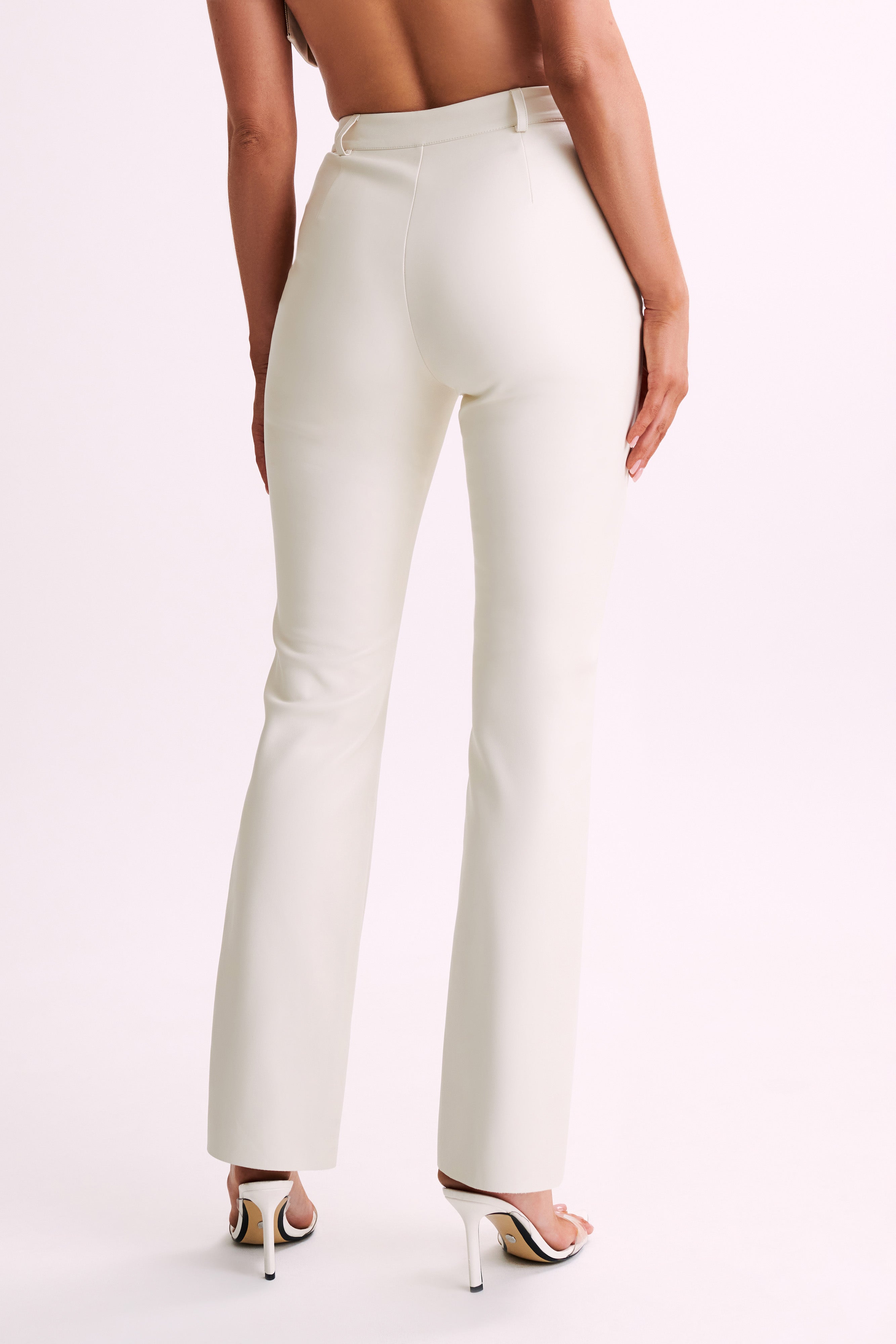 Faux Leather Pants for Women - High Waist Straight Leg | Tyra Ivory