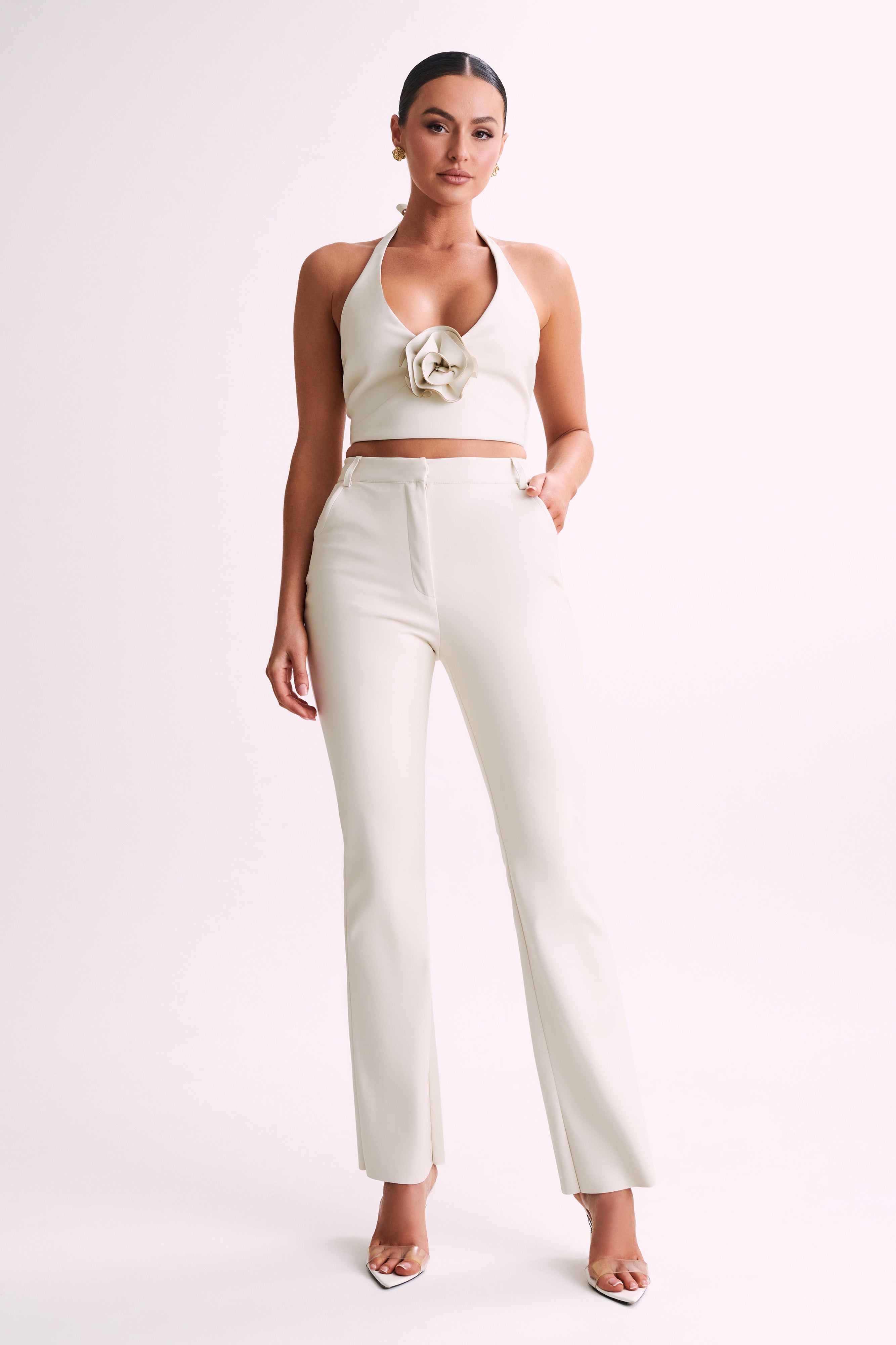 Faux Leather Pants for Women - High Waist Straight Leg | Tyra Ivory