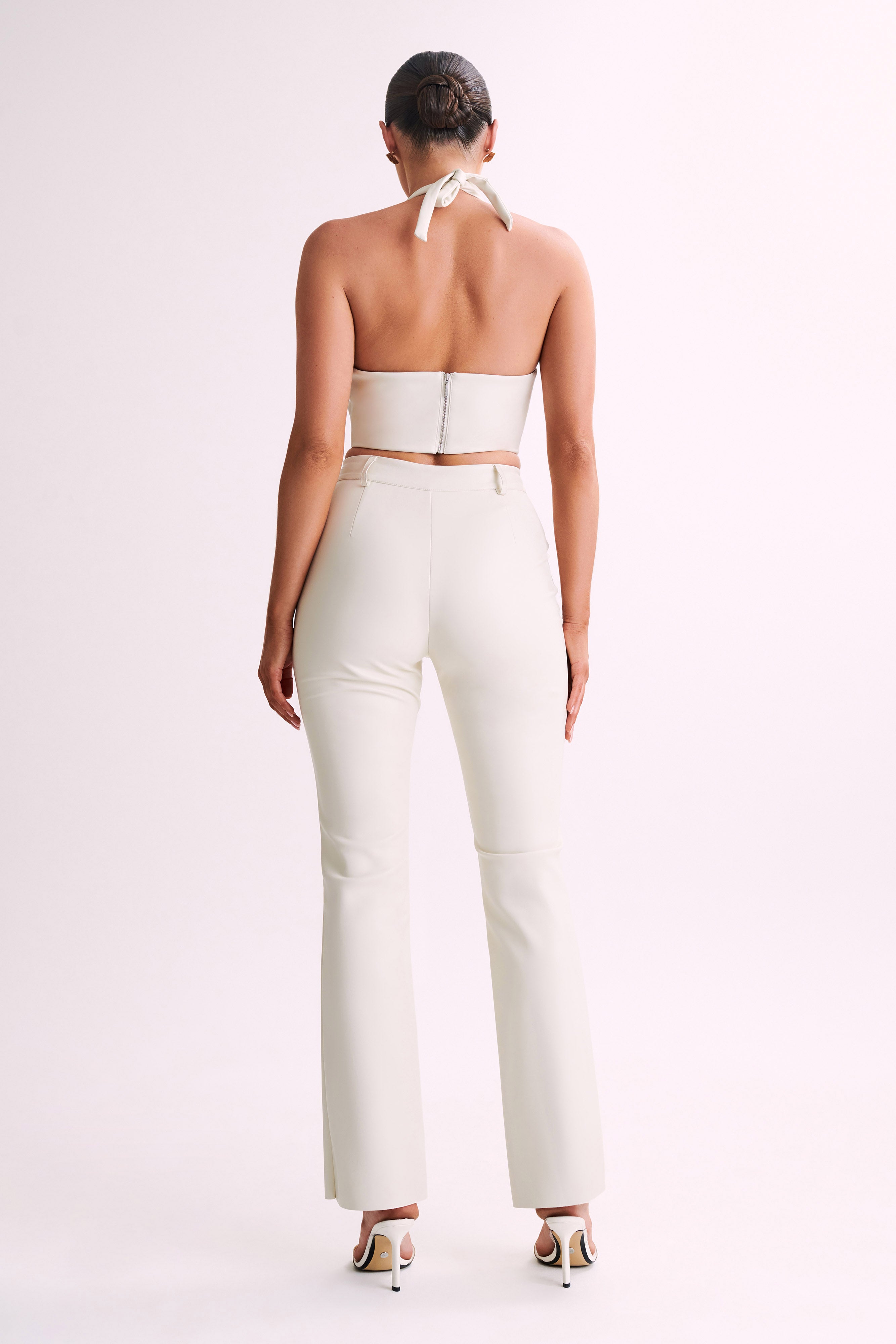 Faux Leather Pants for Women - High Waist Straight Leg | Tyra Ivory