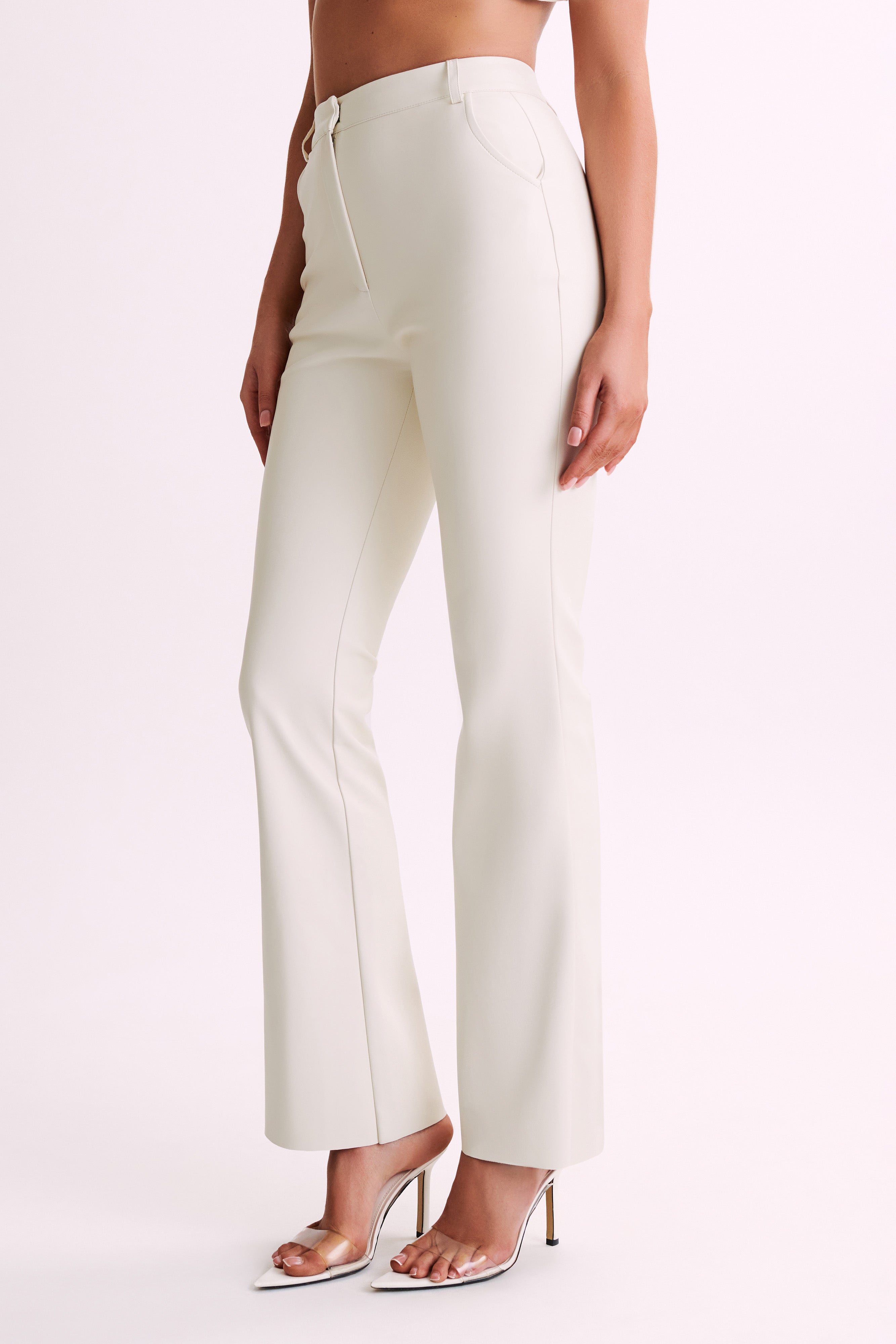 Faux Leather Pants for Women - High Waist Straight Leg | Tyra Ivory