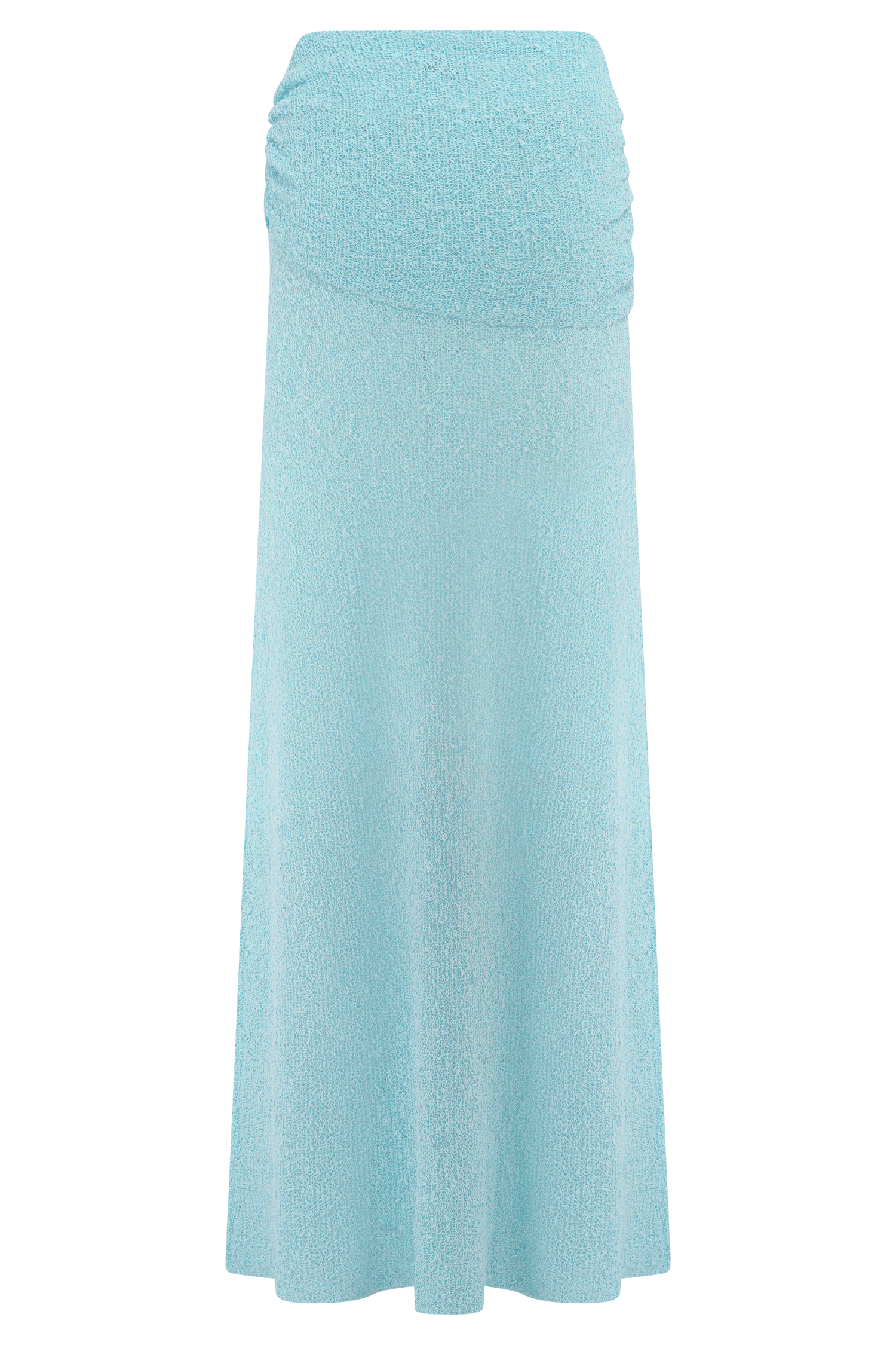 Ruched Knit Maxi Skirt with Fishtail Hem | Petra Light Blue