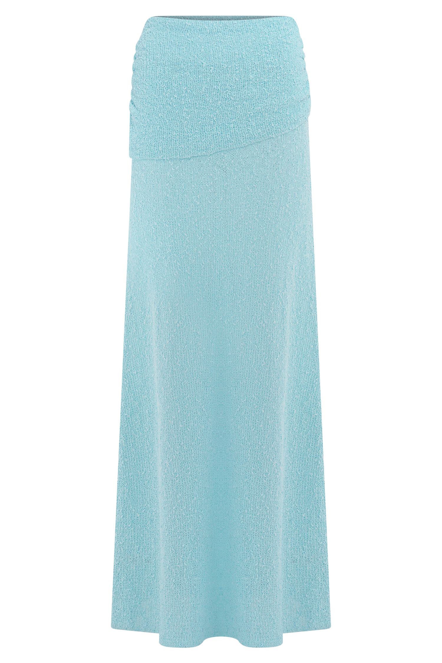 Ruched Knit Maxi Skirt with Fishtail Hem | Petra Light Blue