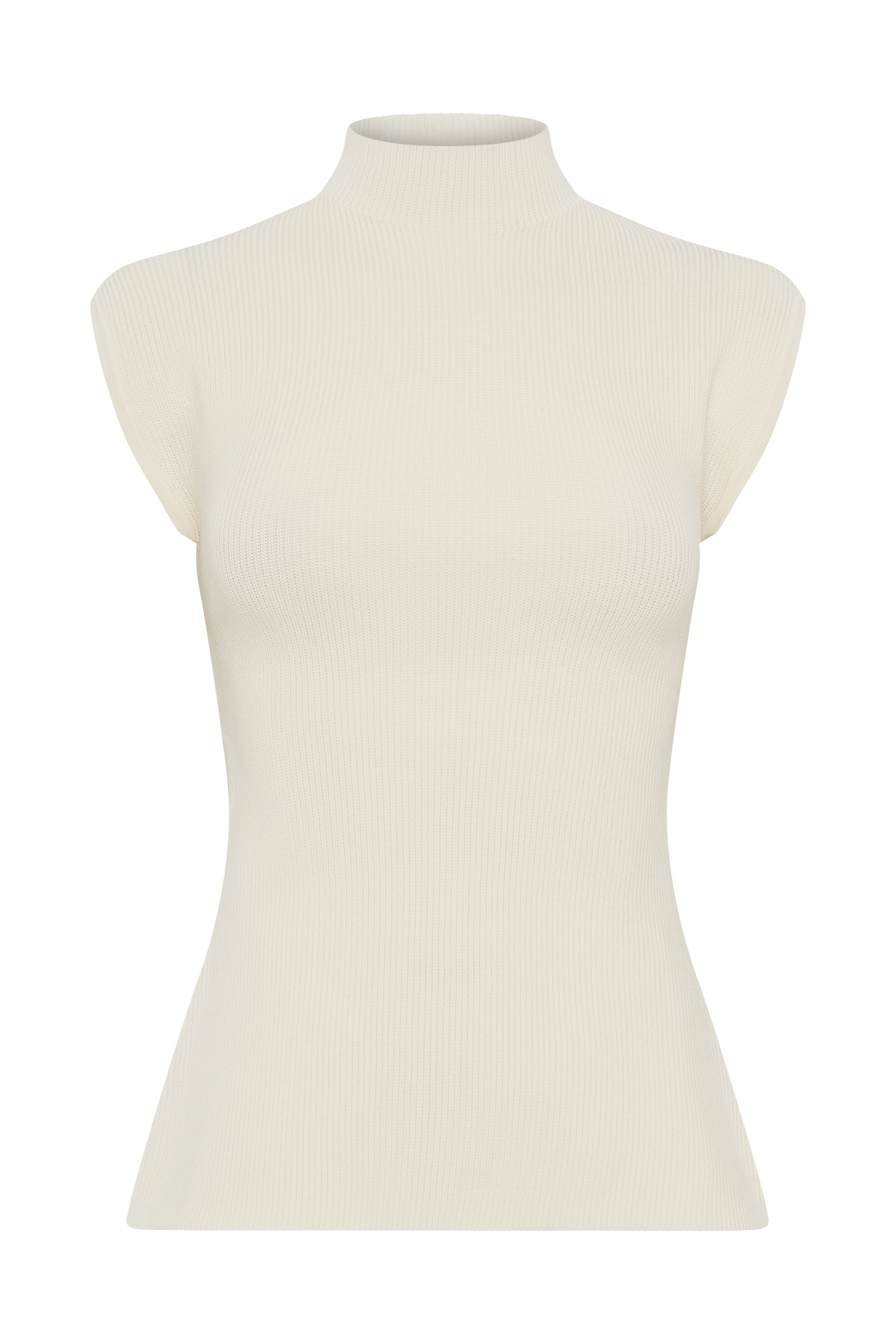 Ribbed Knit Open Back Top with Strap Detail | Maxine Ivory