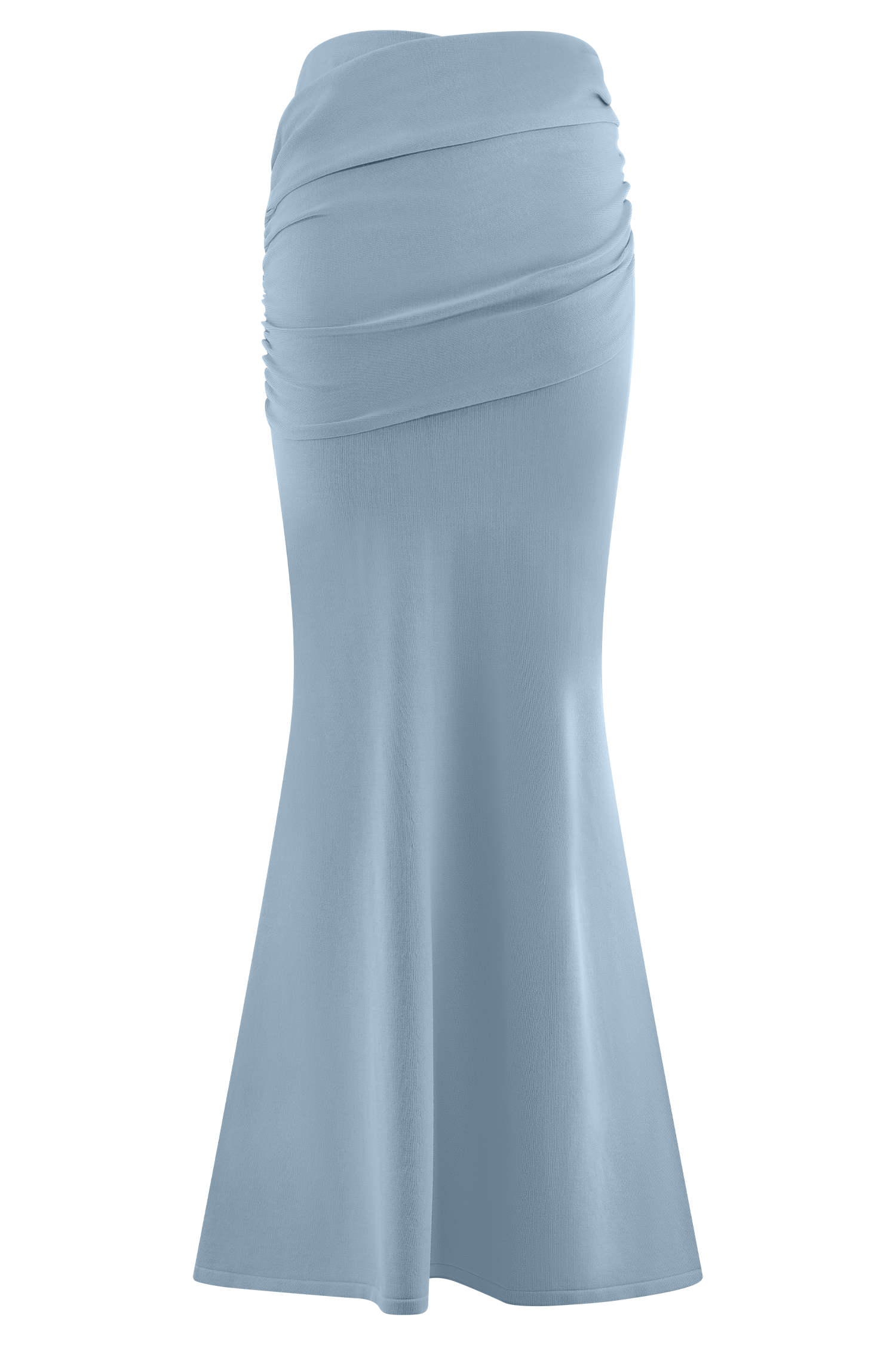 Gathered Knit Maxi Skirt - Blue | Irene