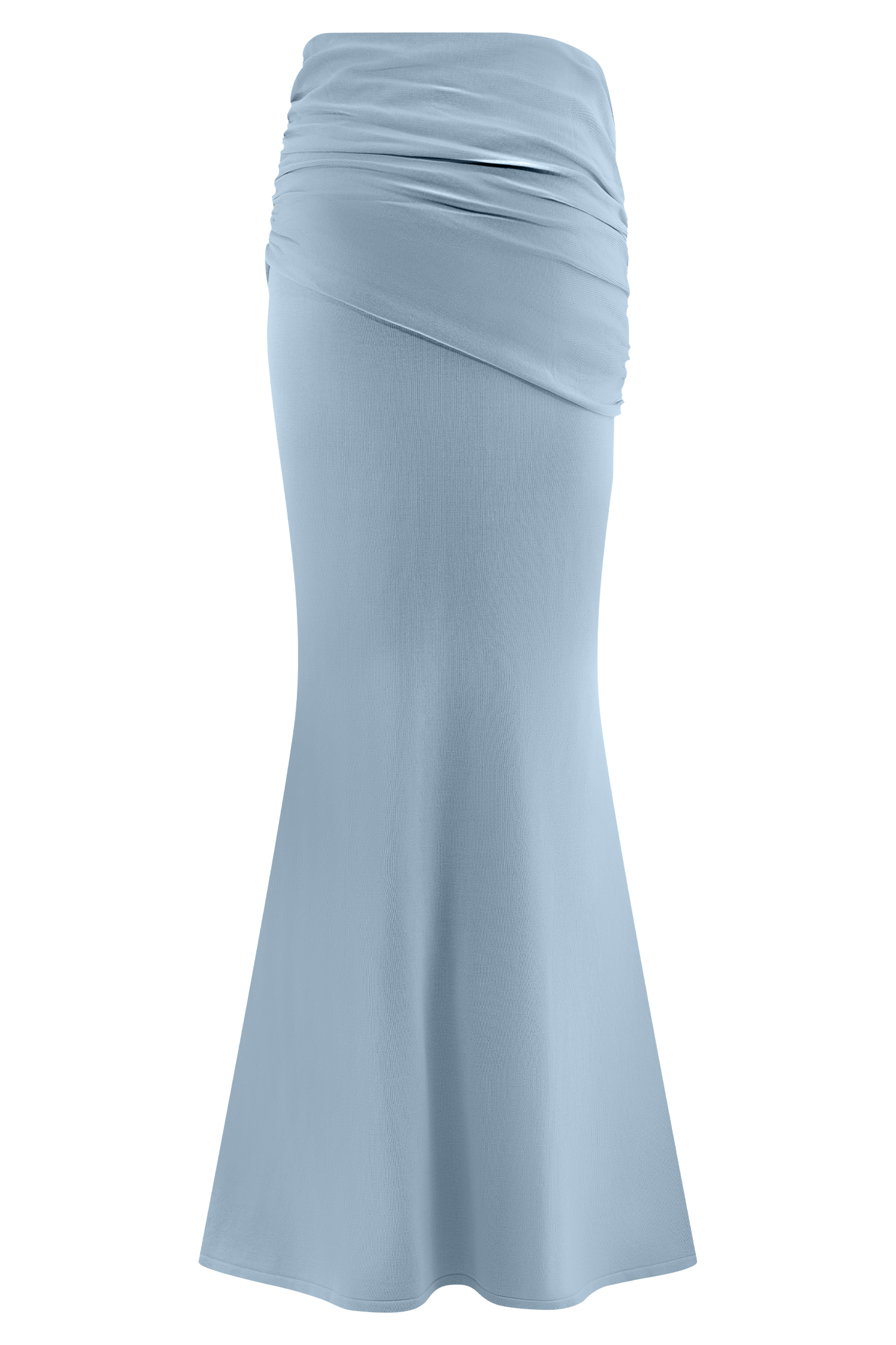 Gathered Knit Maxi Skirt - Blue | Irene