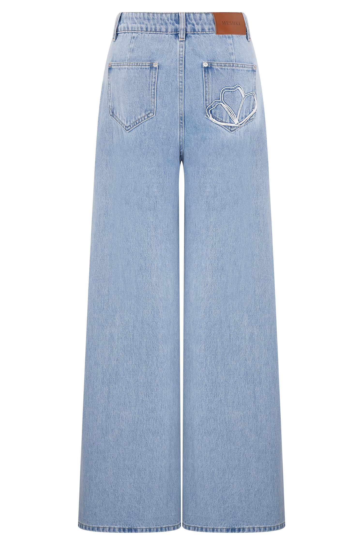 Embroidered Straight Leg Jeans for Women | Carmella Mid Blue