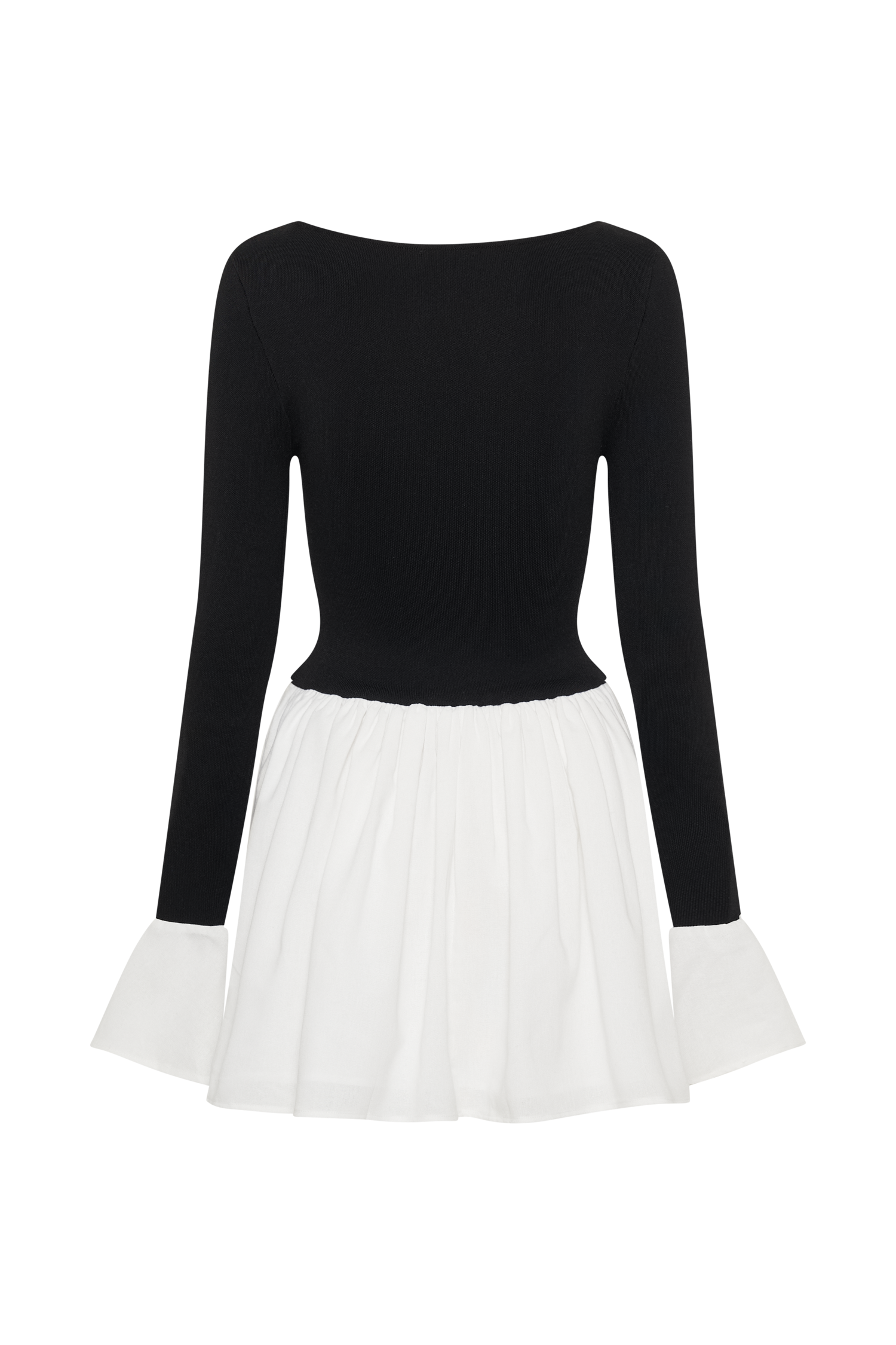 Knit & Linen Mini Dress with Flared Skirt & Crew Neck | Sansa