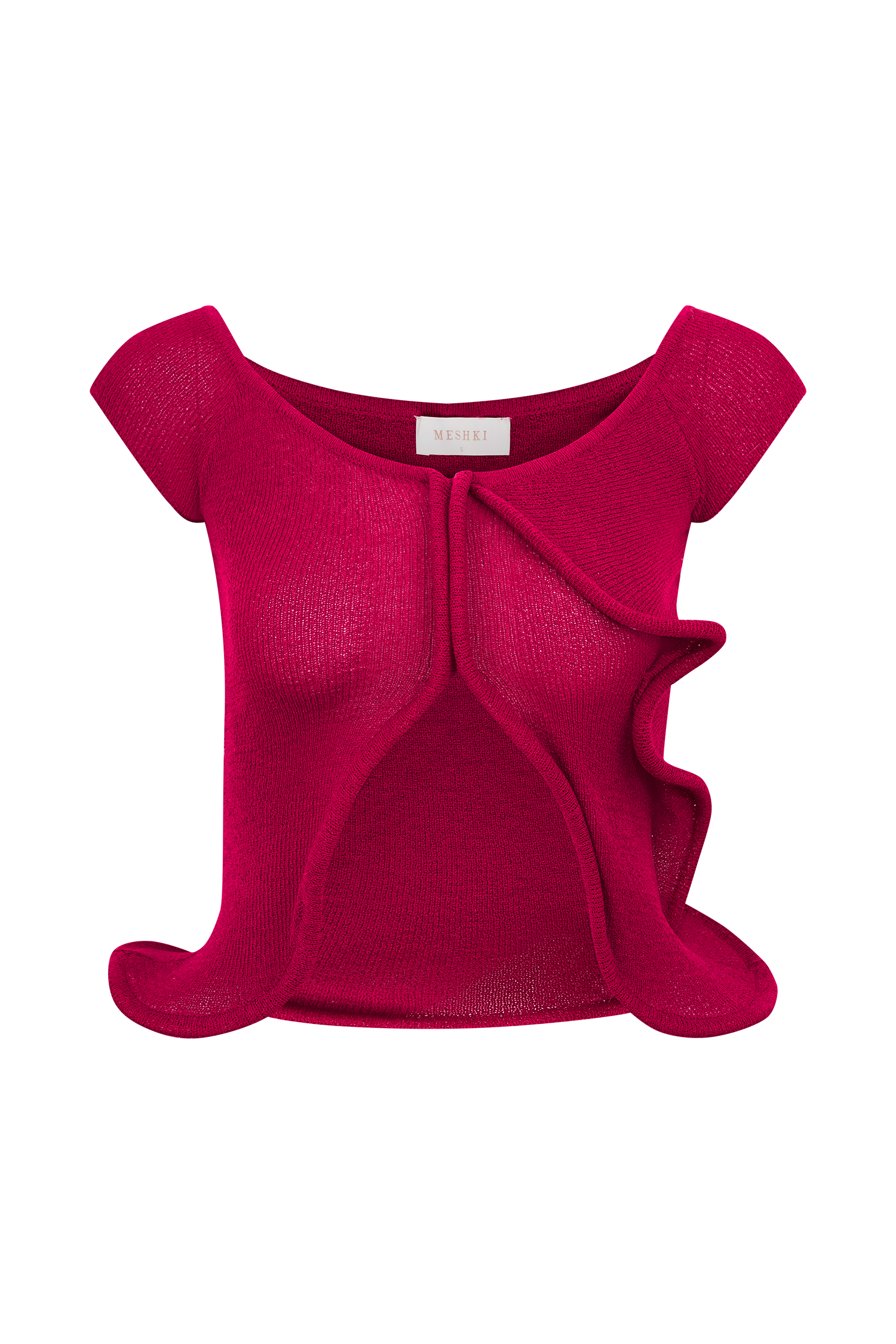 Off Shoulder Knit Top with Button Front & Ripple Hem | Haisley