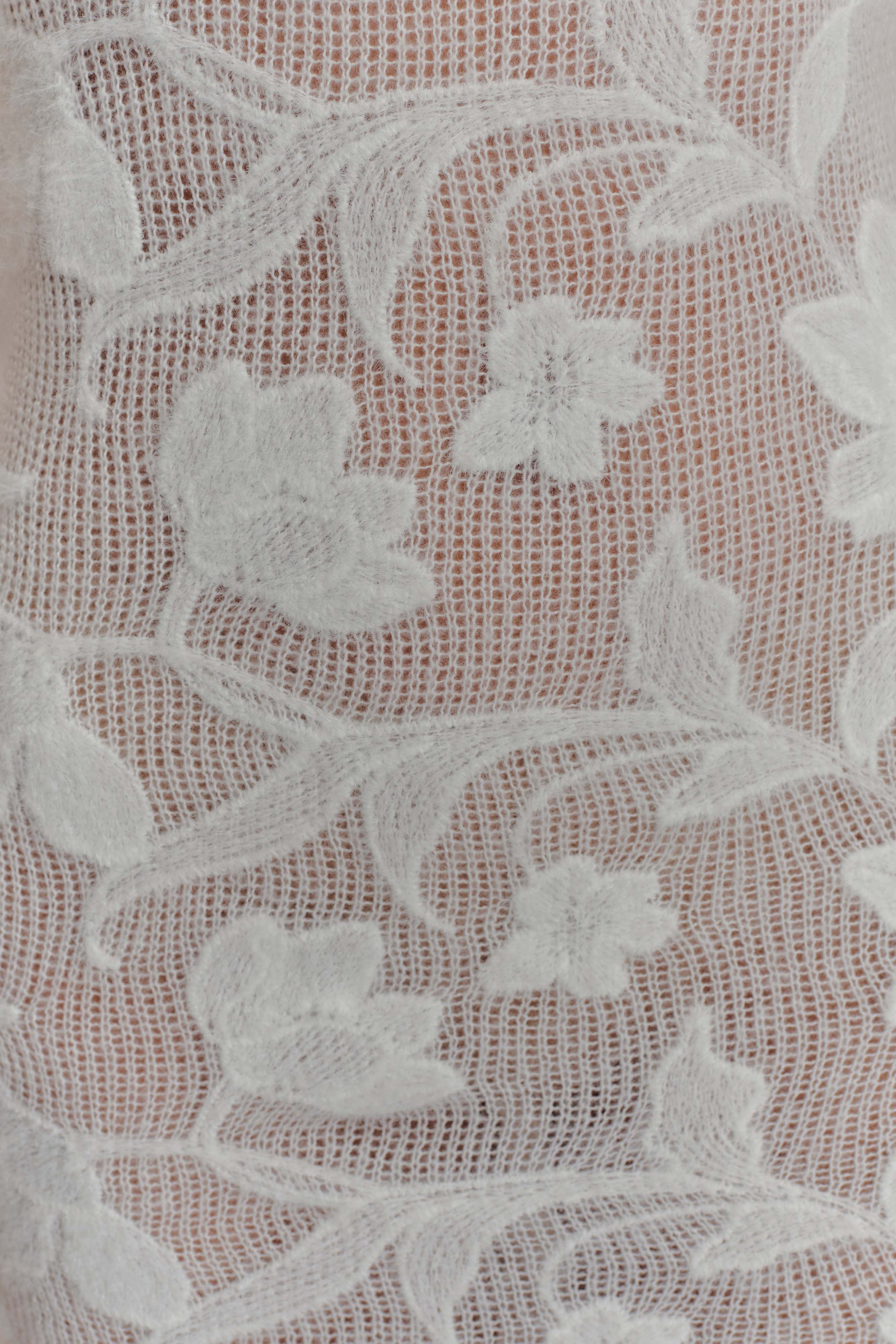 Sheer Floral Maxi Dress with V-Neck & Open Back | Cornelia Ivory