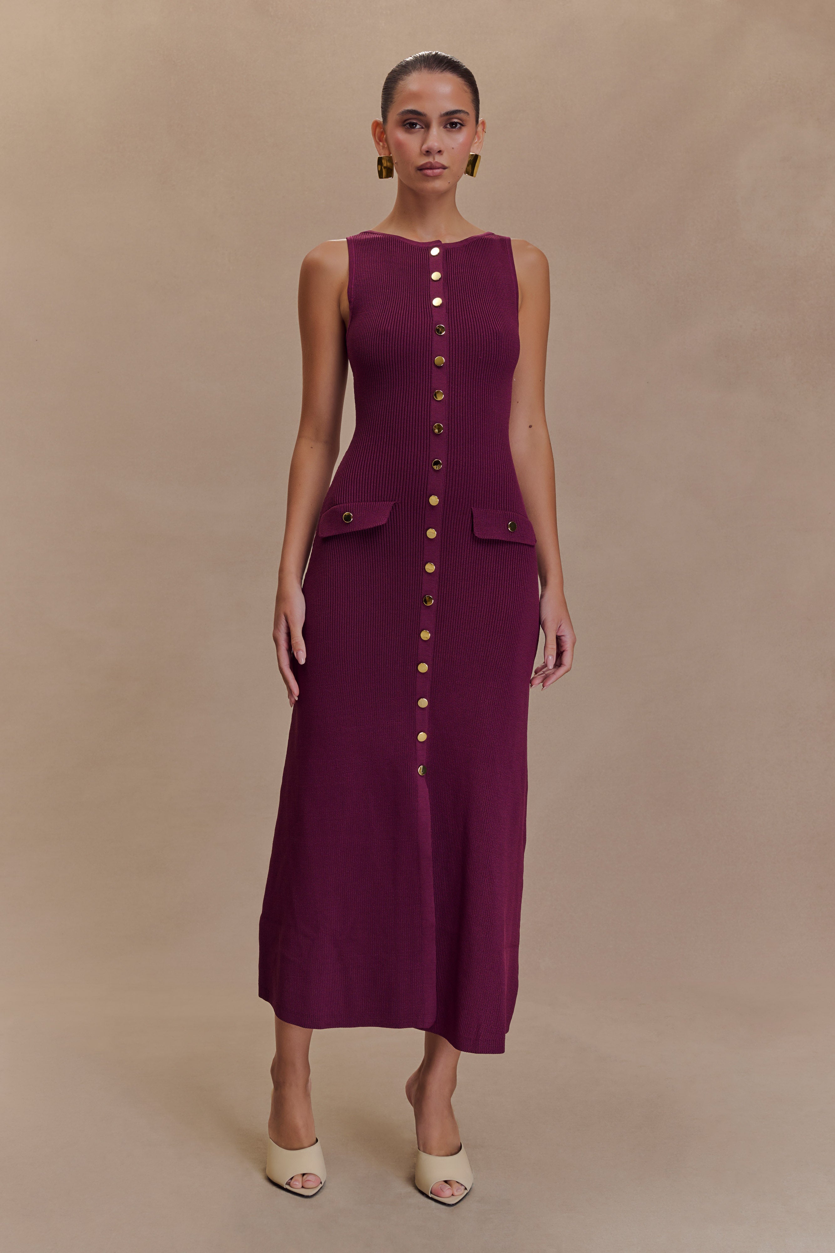 Sleeveless Button Maxi Dress with Pockets | Sawyer Plum