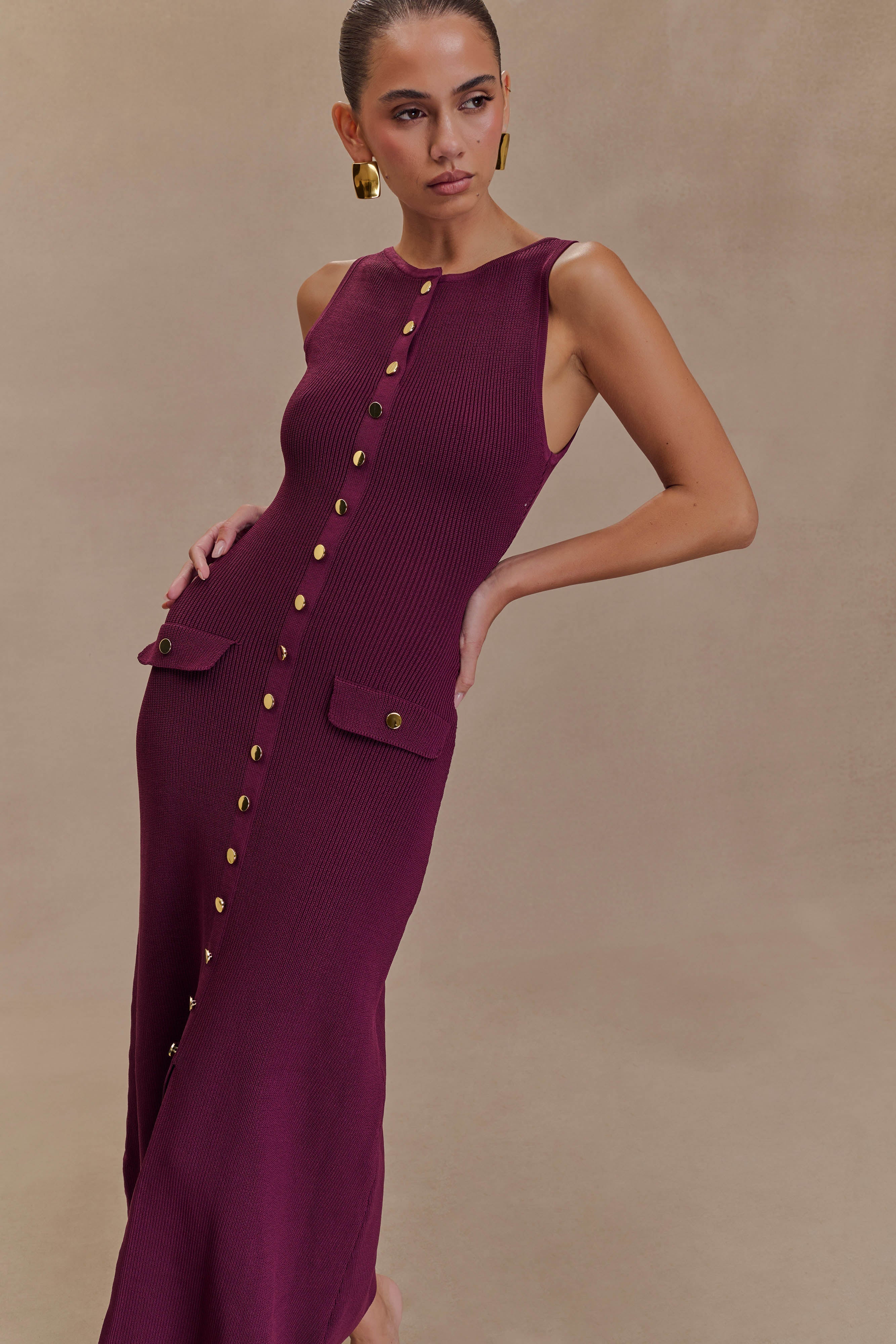 Sleeveless Button Maxi Dress with Pockets | Sawyer Plum