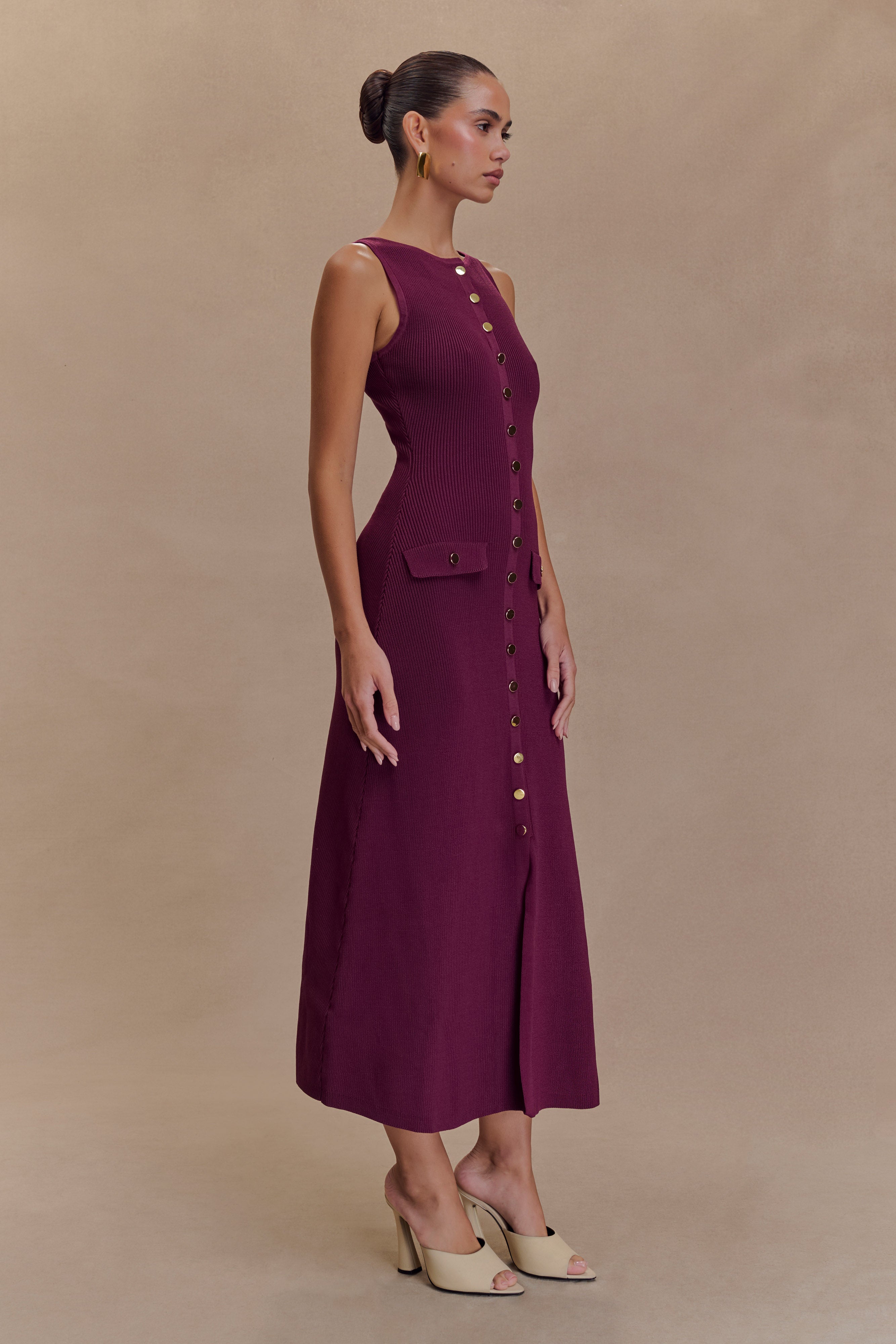 Sleeveless Button Maxi Dress with Pockets | Sawyer Plum