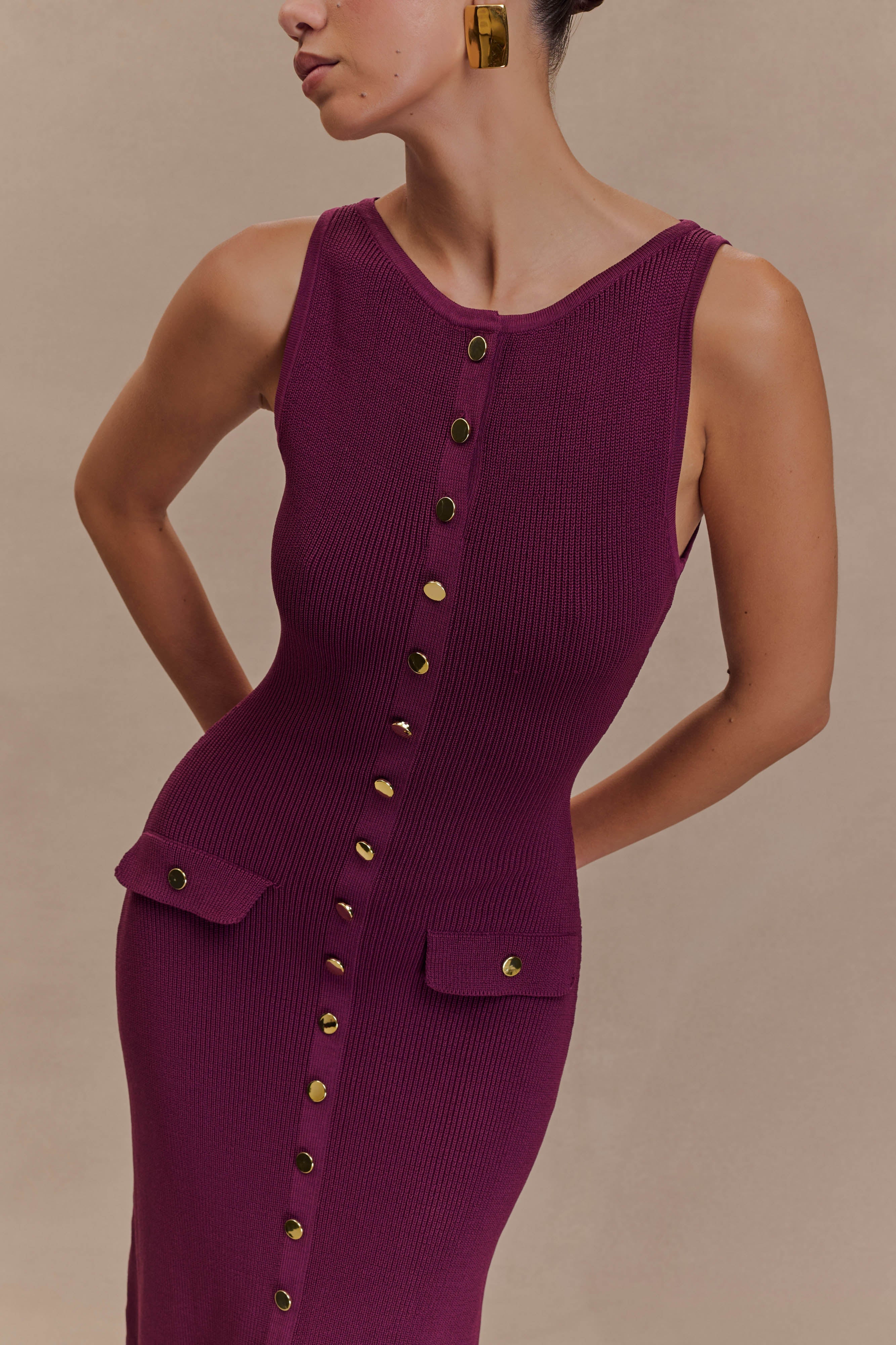 Sleeveless Button Maxi Dress with Pockets | Sawyer Plum