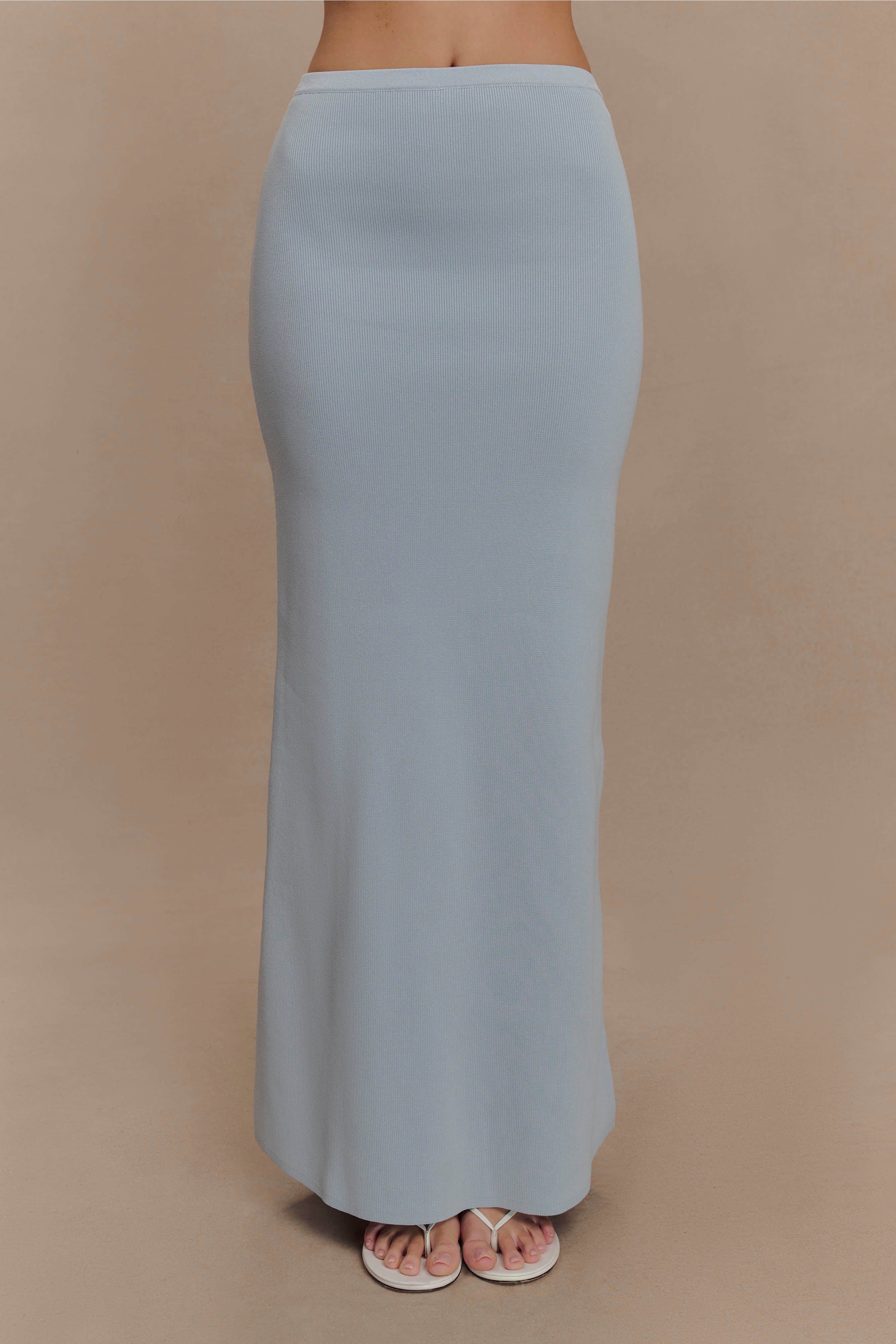 Knit Maxi Skirt with Elastic Waistband & Ribbed Fabric | Maxine