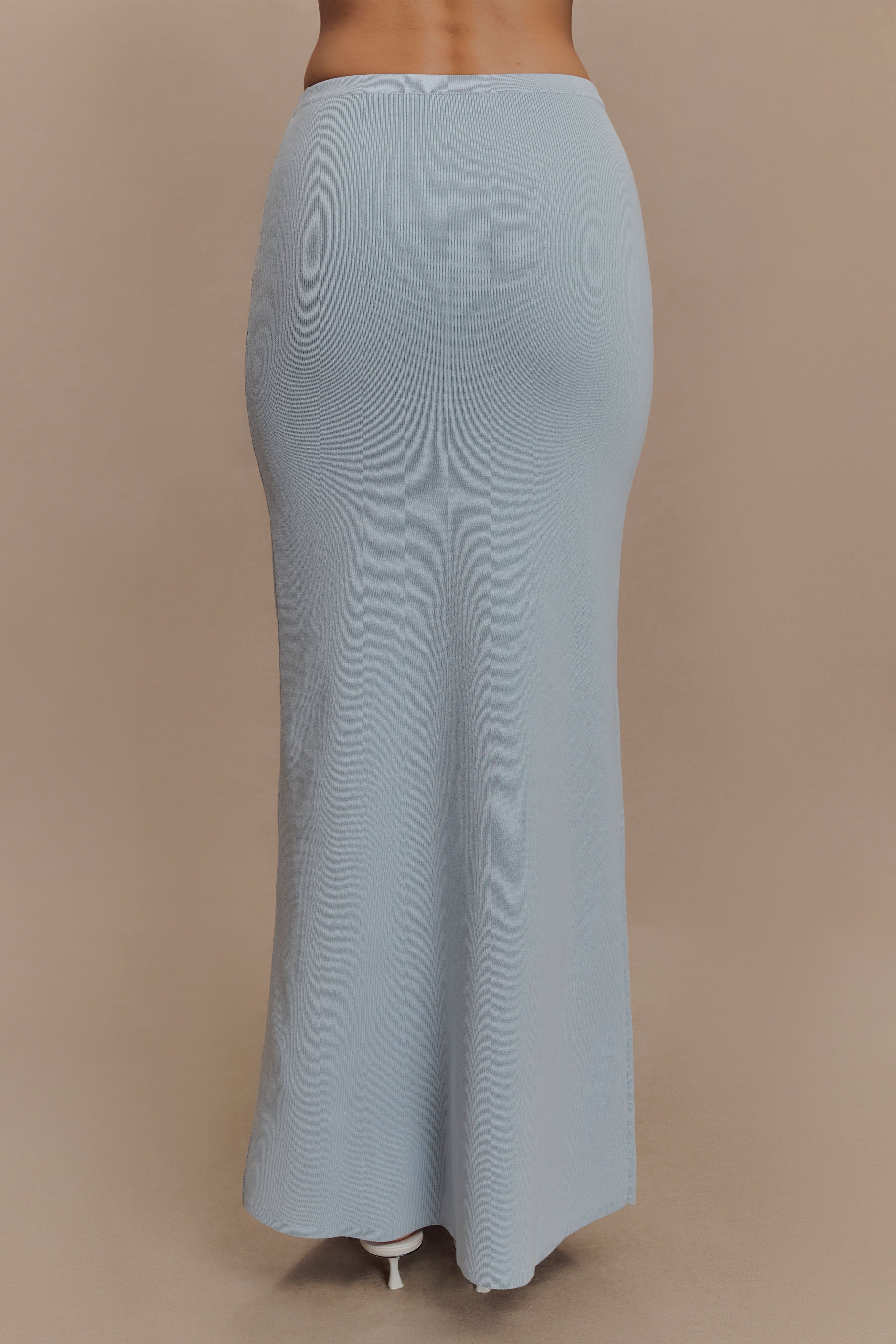 Knit Maxi Skirt with Elastic Waistband & Ribbed Fabric | Maxine