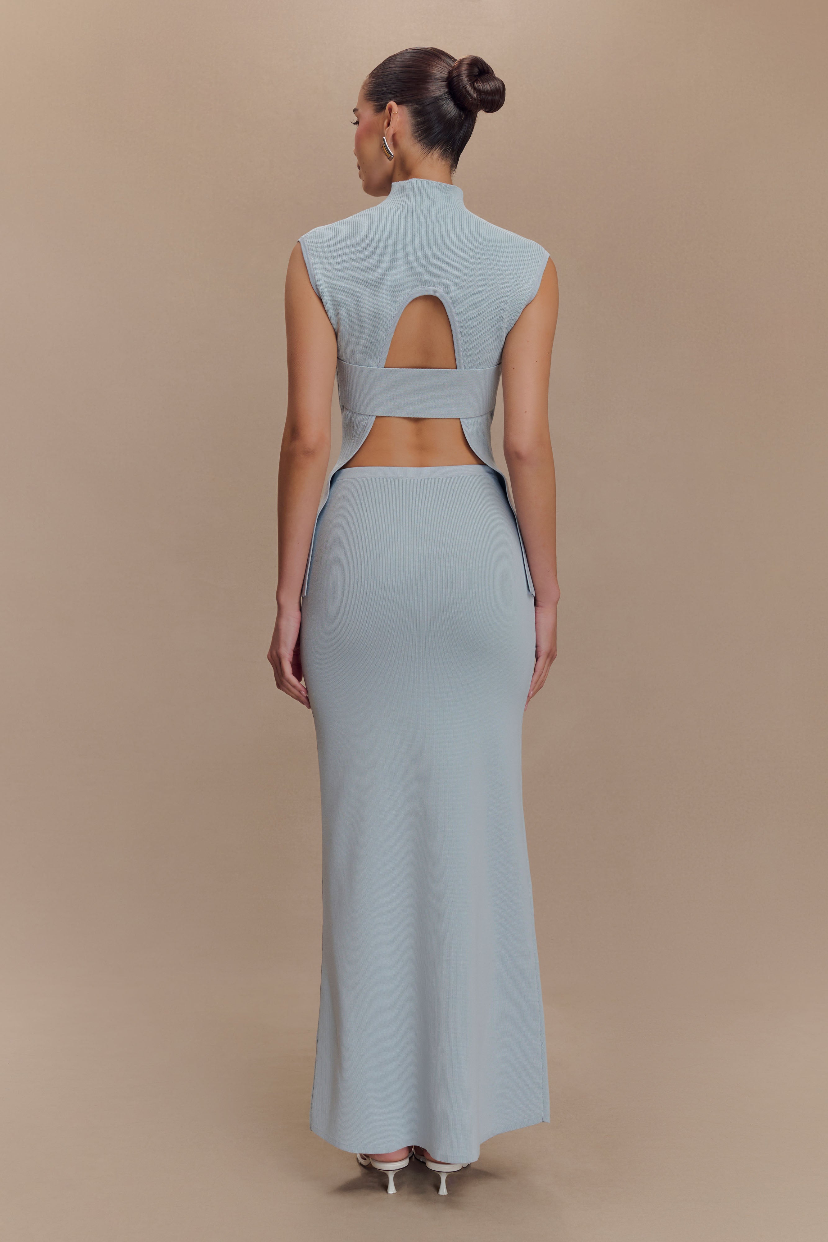 Knit Maxi Skirt with Elastic Waistband & Ribbed Fabric | Maxine