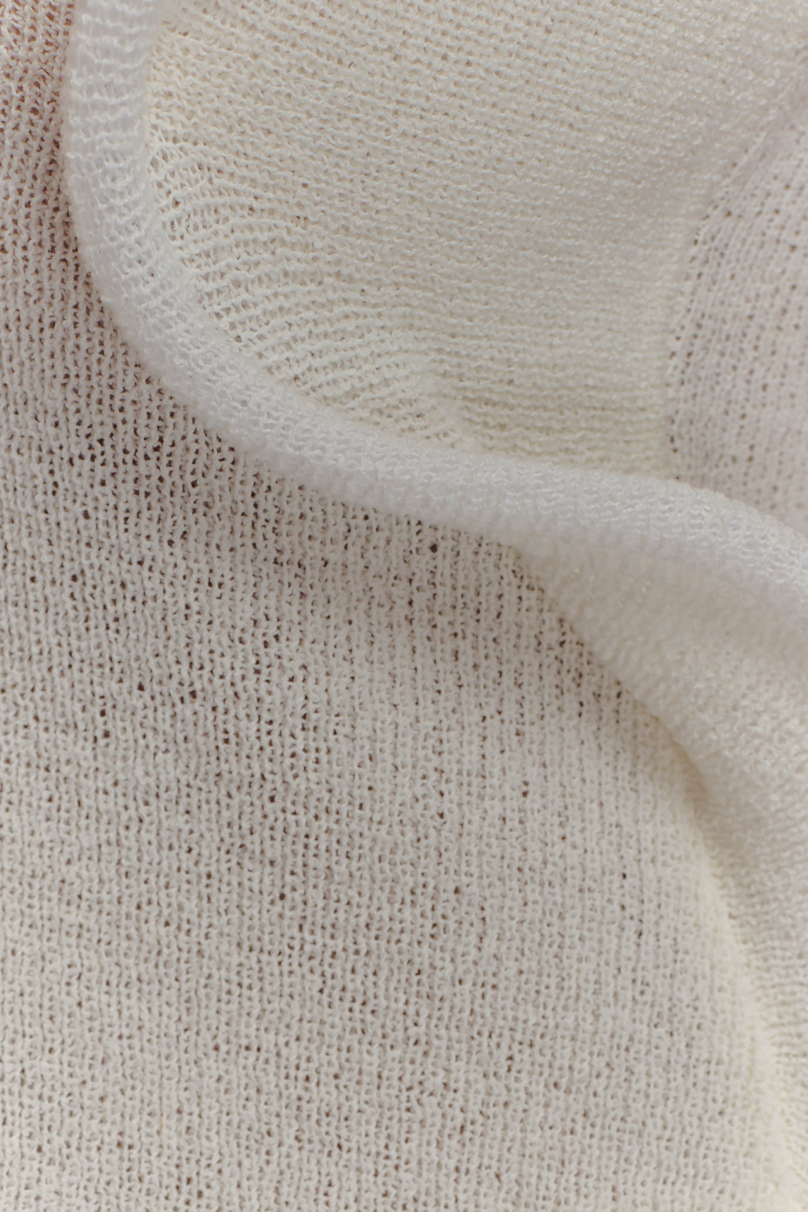 Off Shoulder Knit Top with Button Front & Ripple Hem | Haisley Ivory