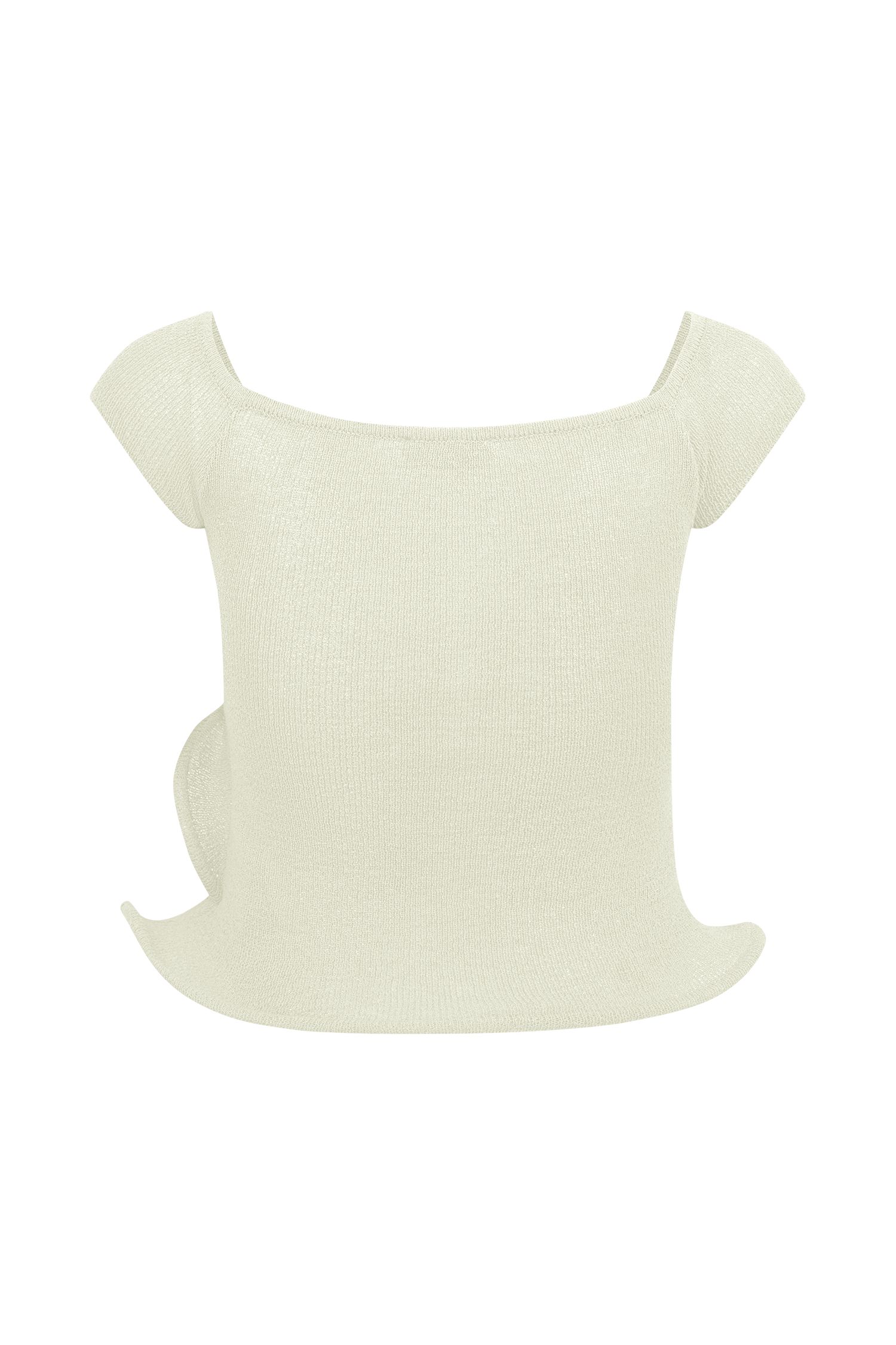 Off Shoulder Knit Top with Button Front & Ripple Hem | Haisley Ivory