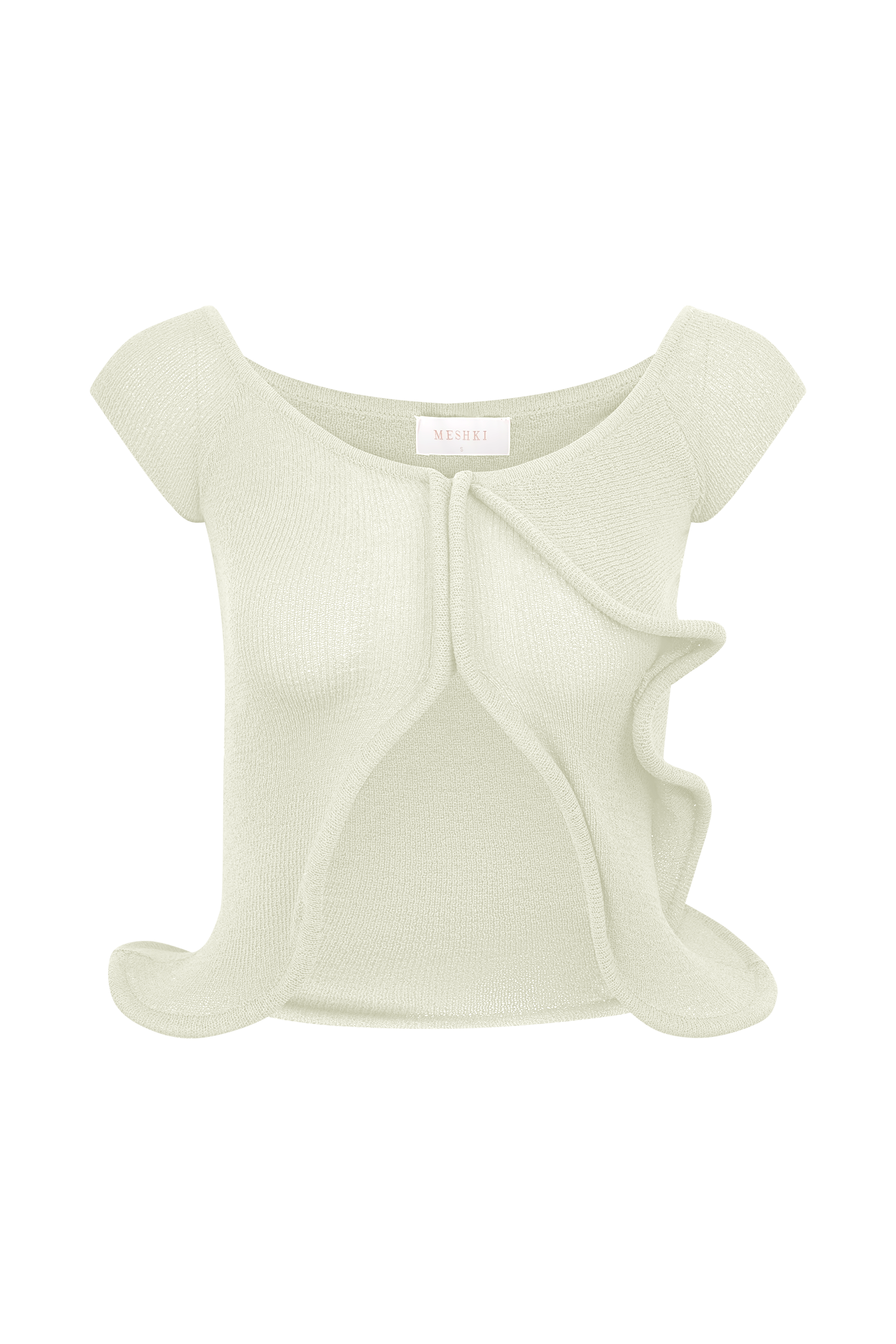 Off Shoulder Knit Top with Button Front & Ripple Hem | Haisley Ivory