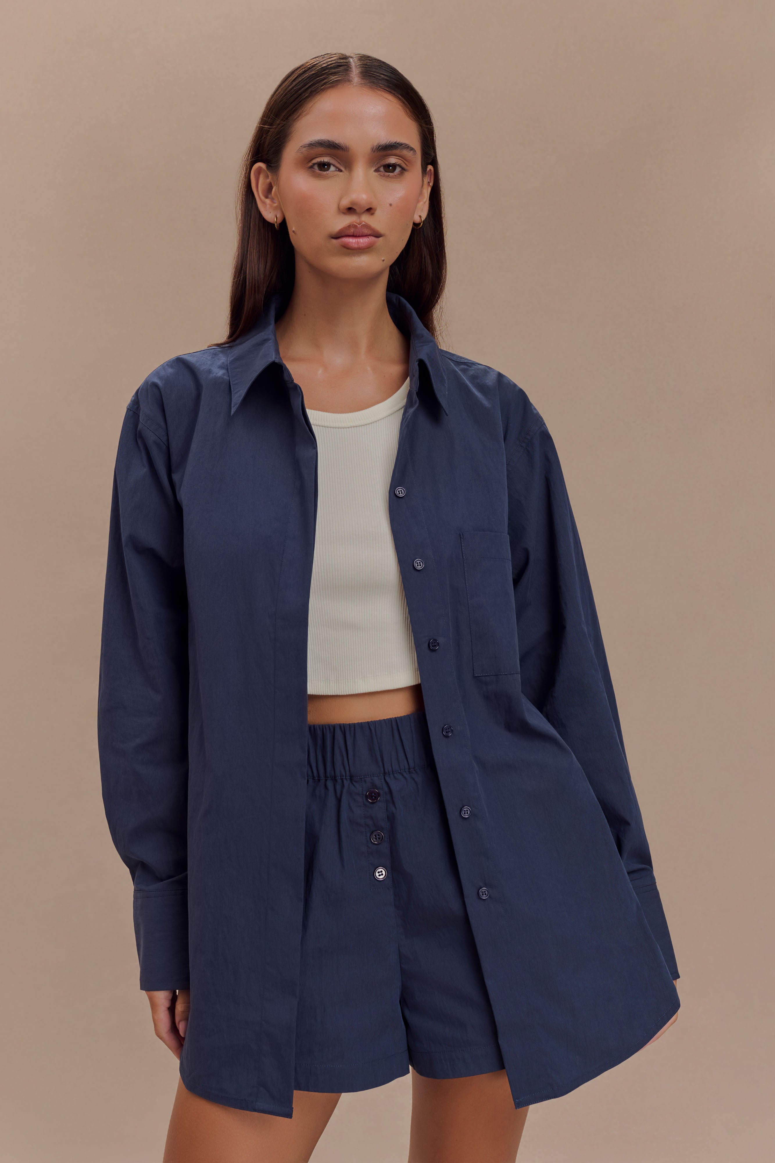Oversized Cotton Shirt for Men & Women | Campbell Navy