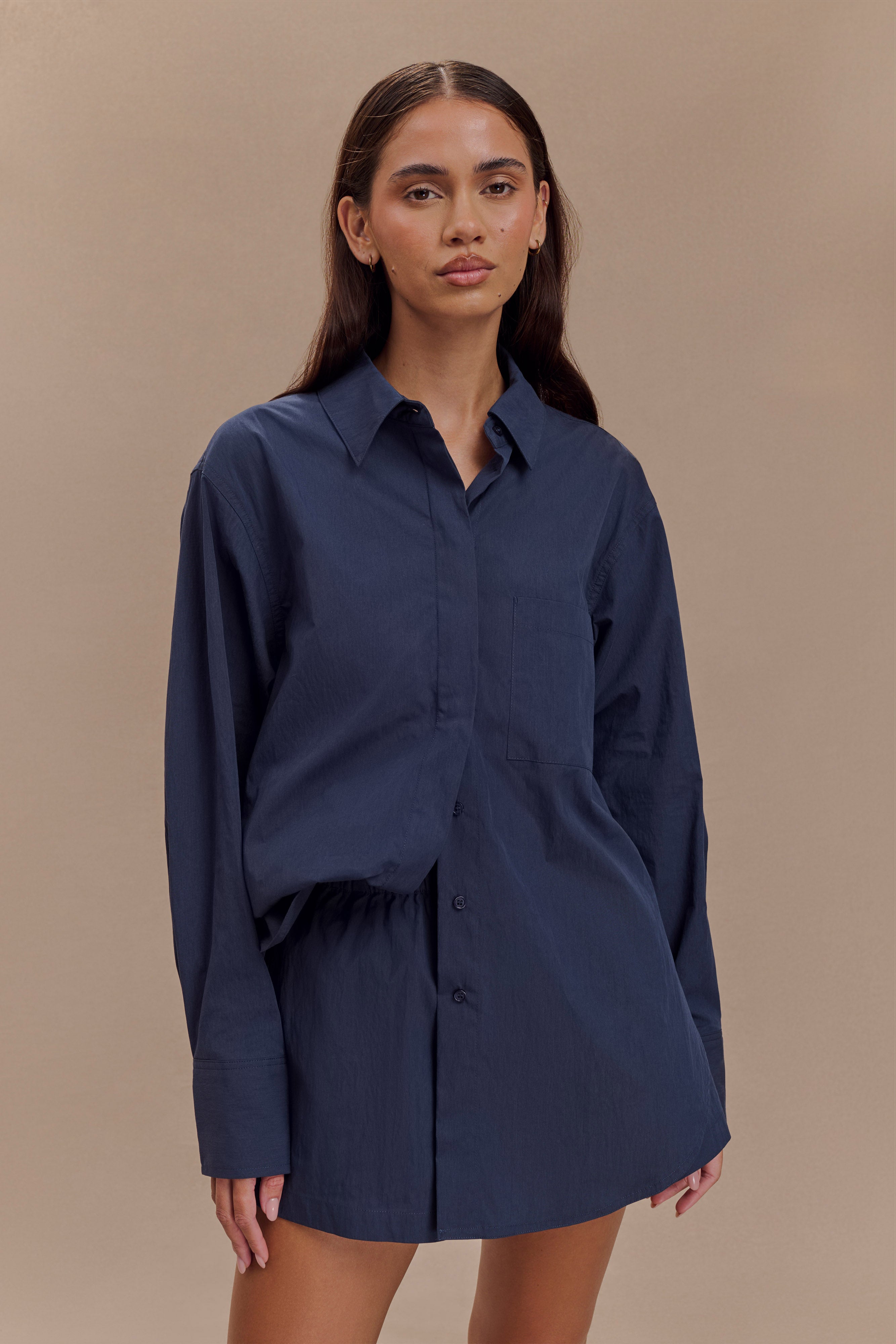Oversized Cotton Shirt for Men & Women | Campbell Navy