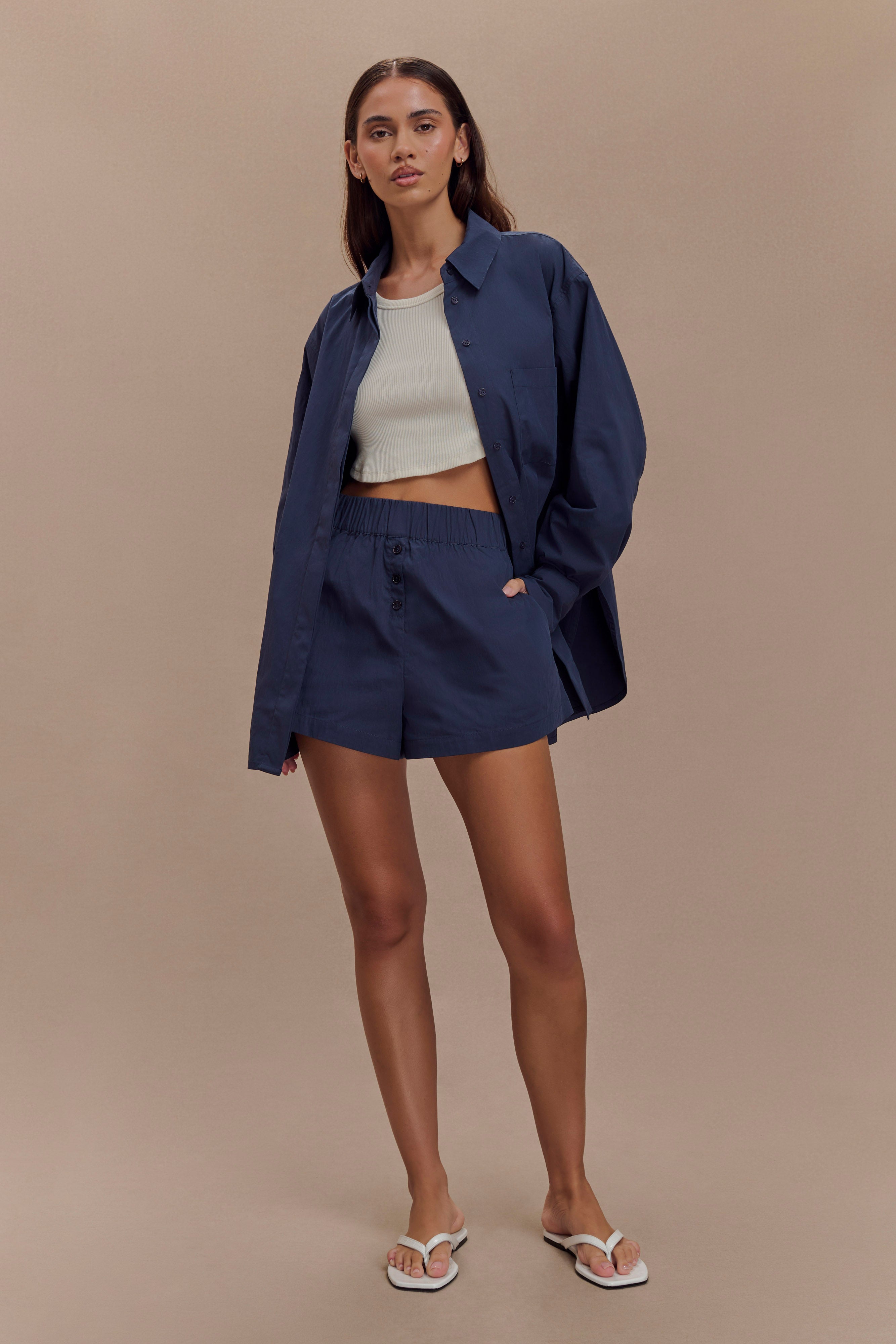 Oversized Cotton Shirt for Men & Women | Campbell Navy