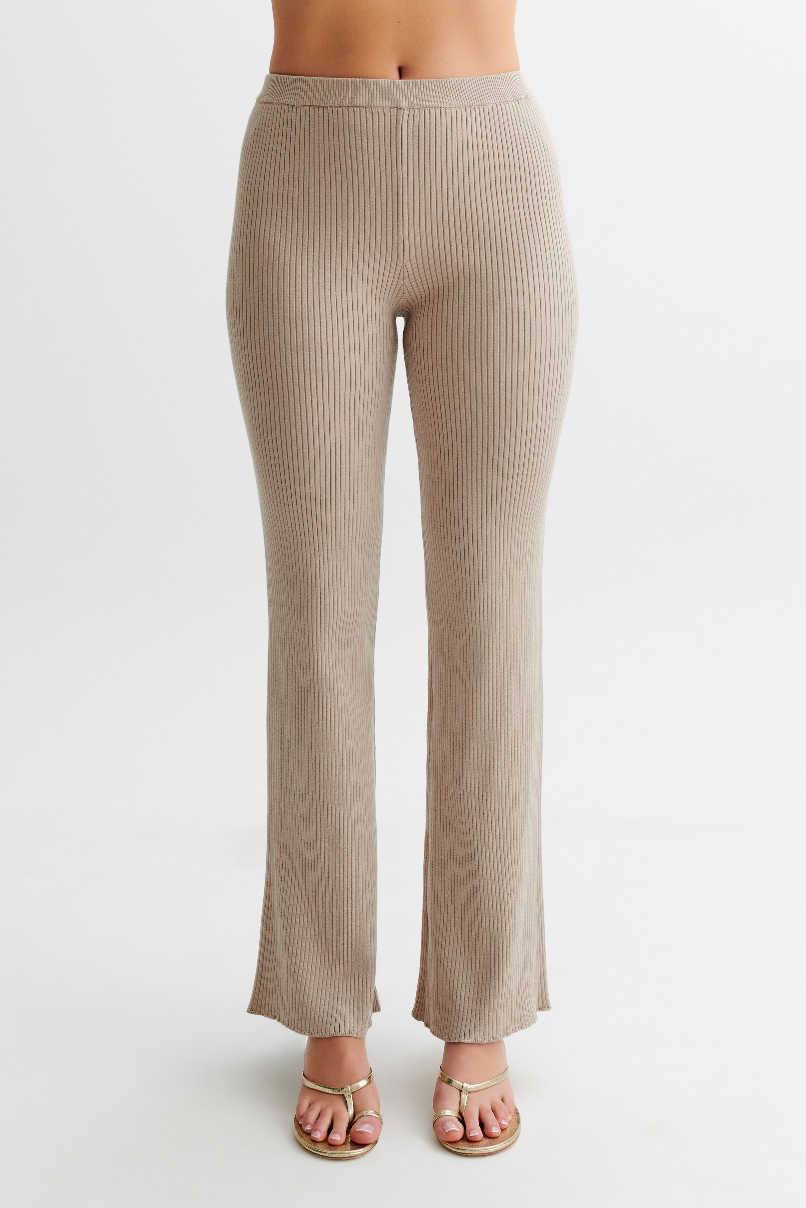 High-Waisted Knit Trousers with Elastic Waist | Calypso