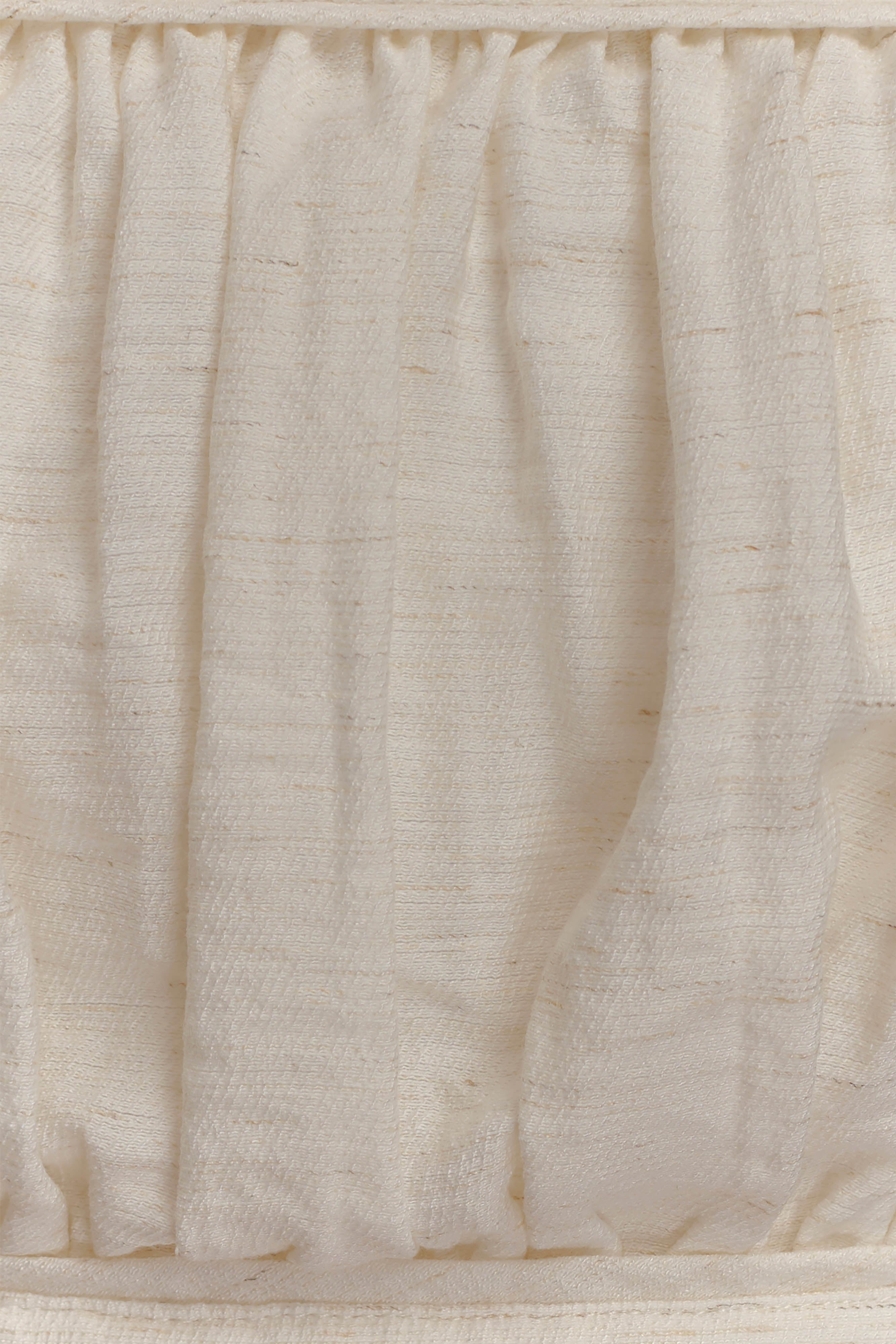 Shirred Linen Bandeau Top with Adjustable Straps | Scottie Oat Marle