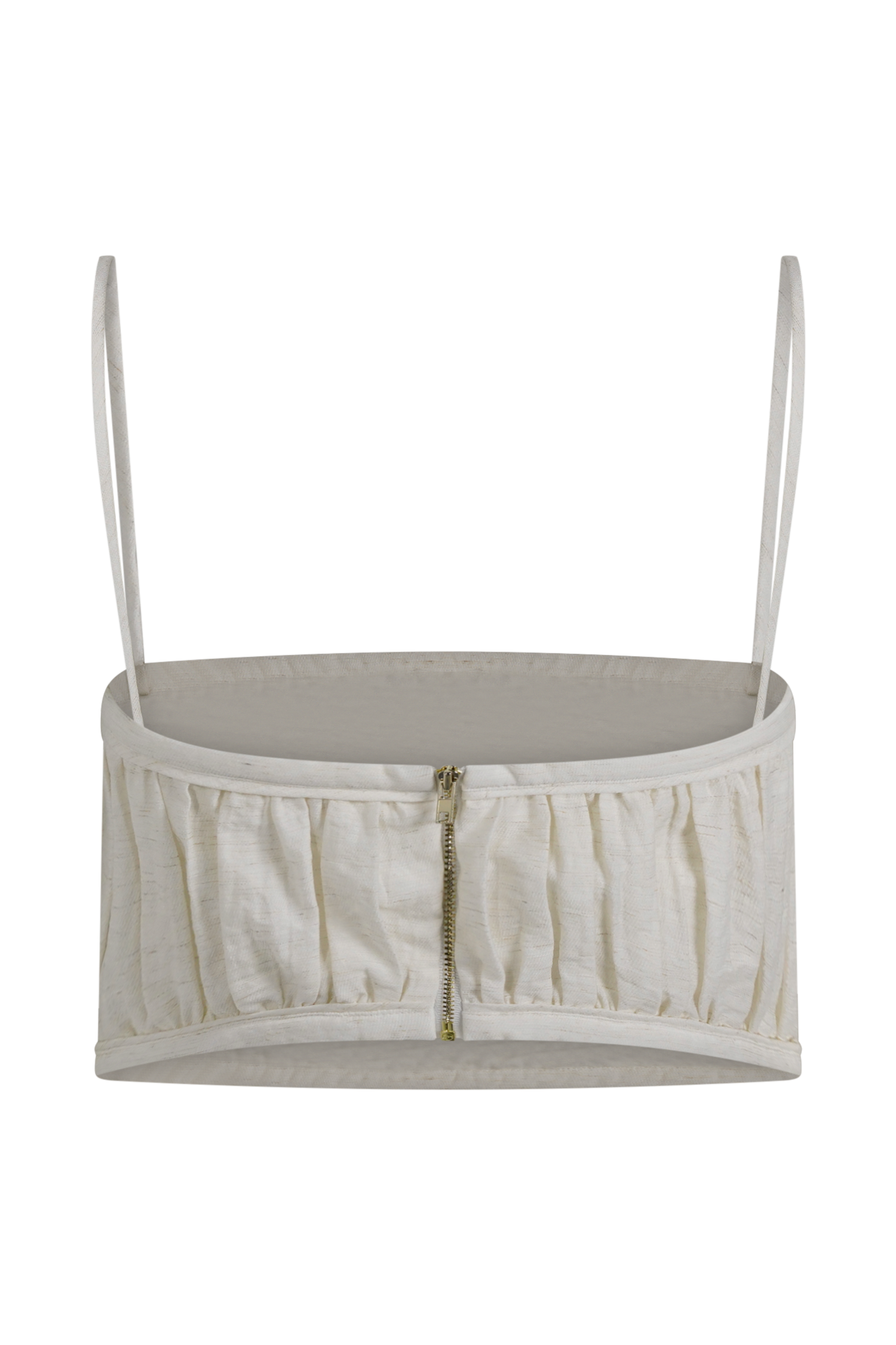 Shirred Linen Bandeau Top with Adjustable Straps | Scottie Oat Marle