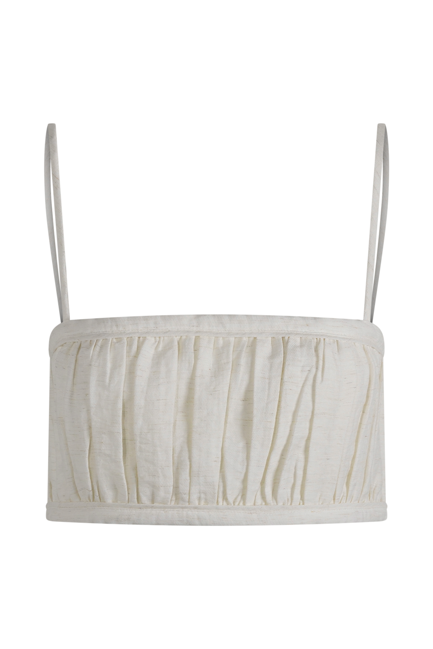 Shirred Linen Bandeau Top with Adjustable Straps | Scottie Oat Marle