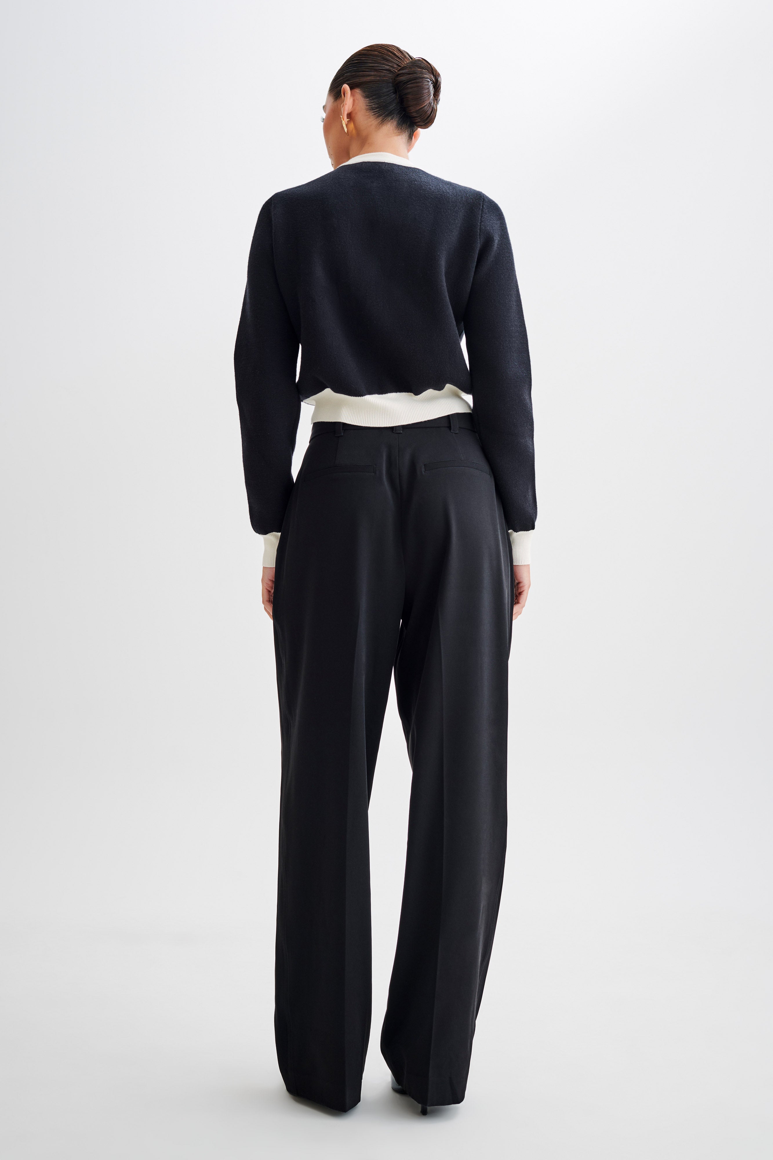 Contrast Knit Cardigan with Gold Buttons & Mock Pockets | Tabitha