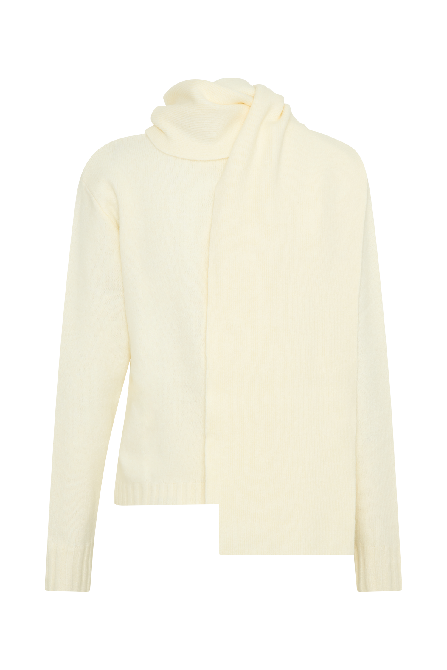 Ella V Neck Knit Jumper with Scarf | Ivory Marle