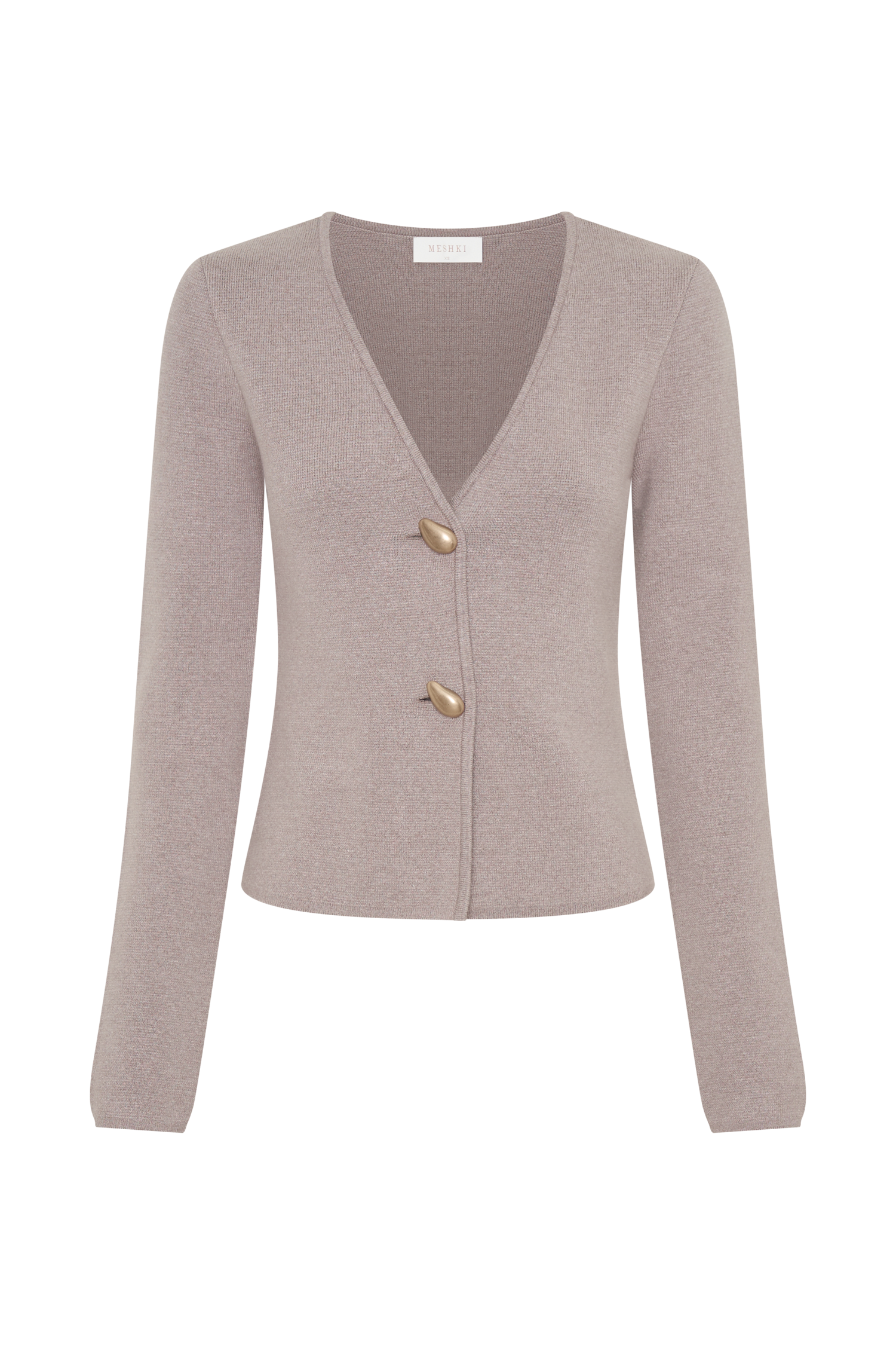 Wide Sleeve Knit Cardigan with V Neck & Back Pleat | VEDA Stone Marle