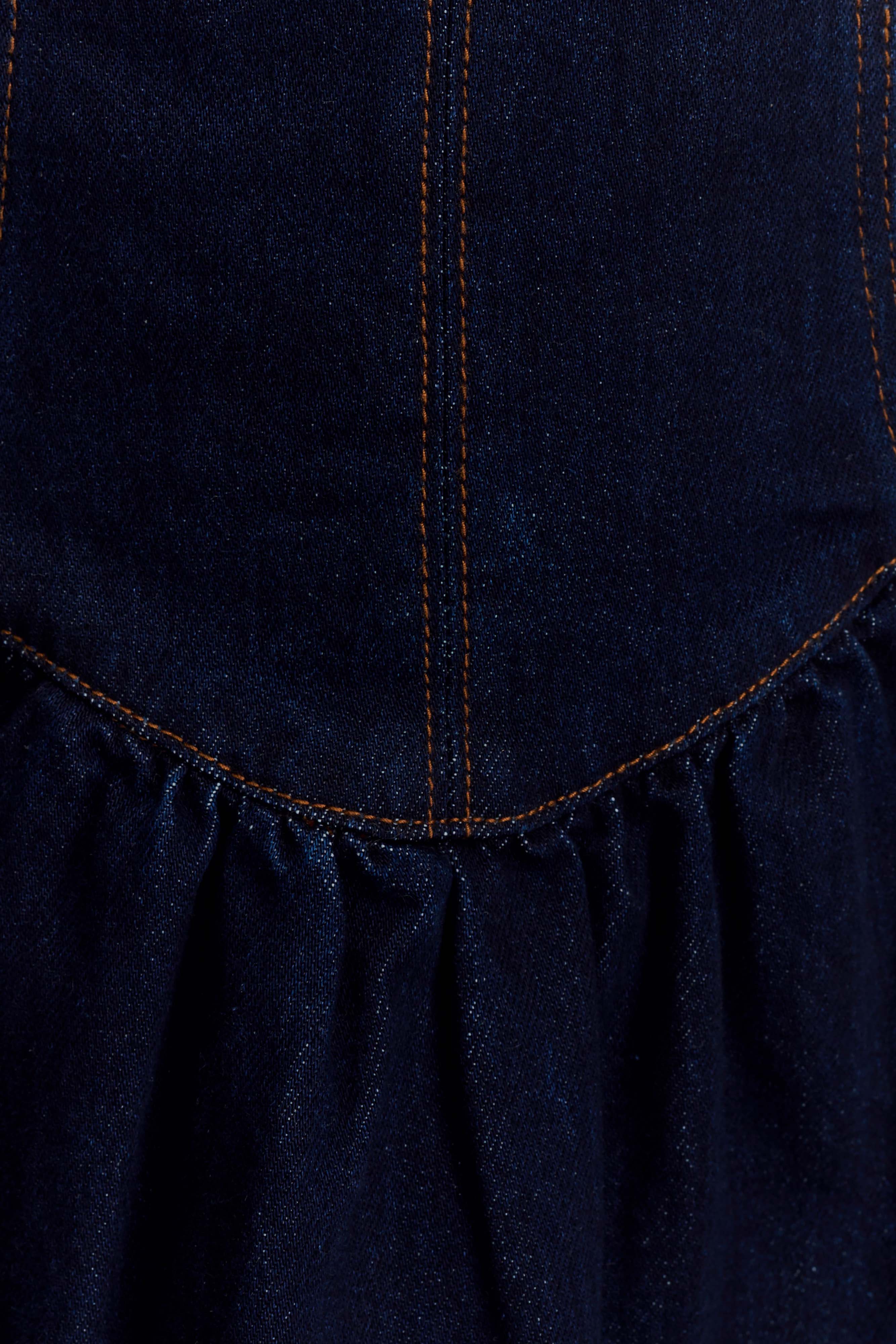 Scallop Neckline Denim Mini Dress with Adjustable Straps | Cheyenne