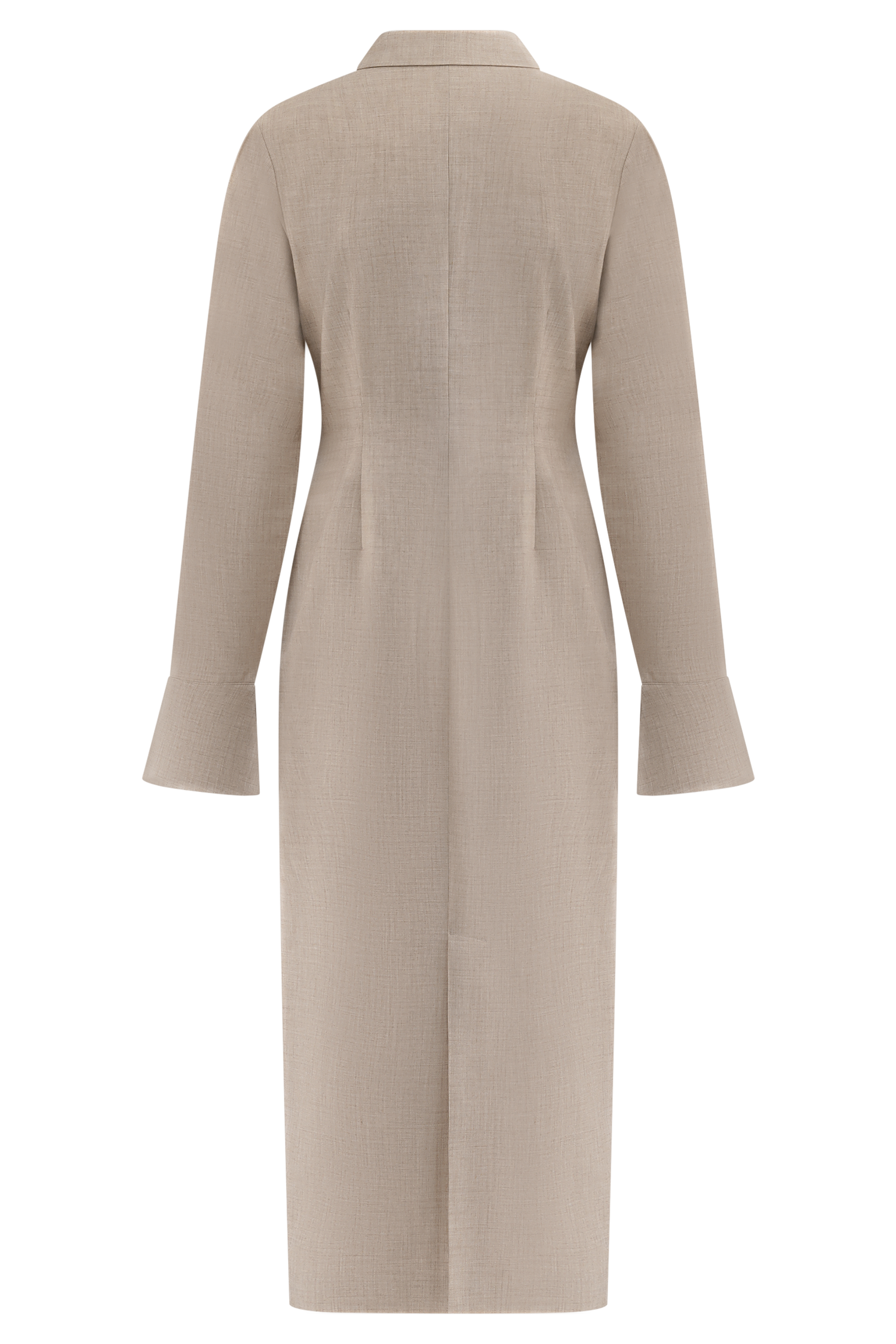 Fitted Shirt Midi Dress with Collar & Flared Cuffs | Dorian