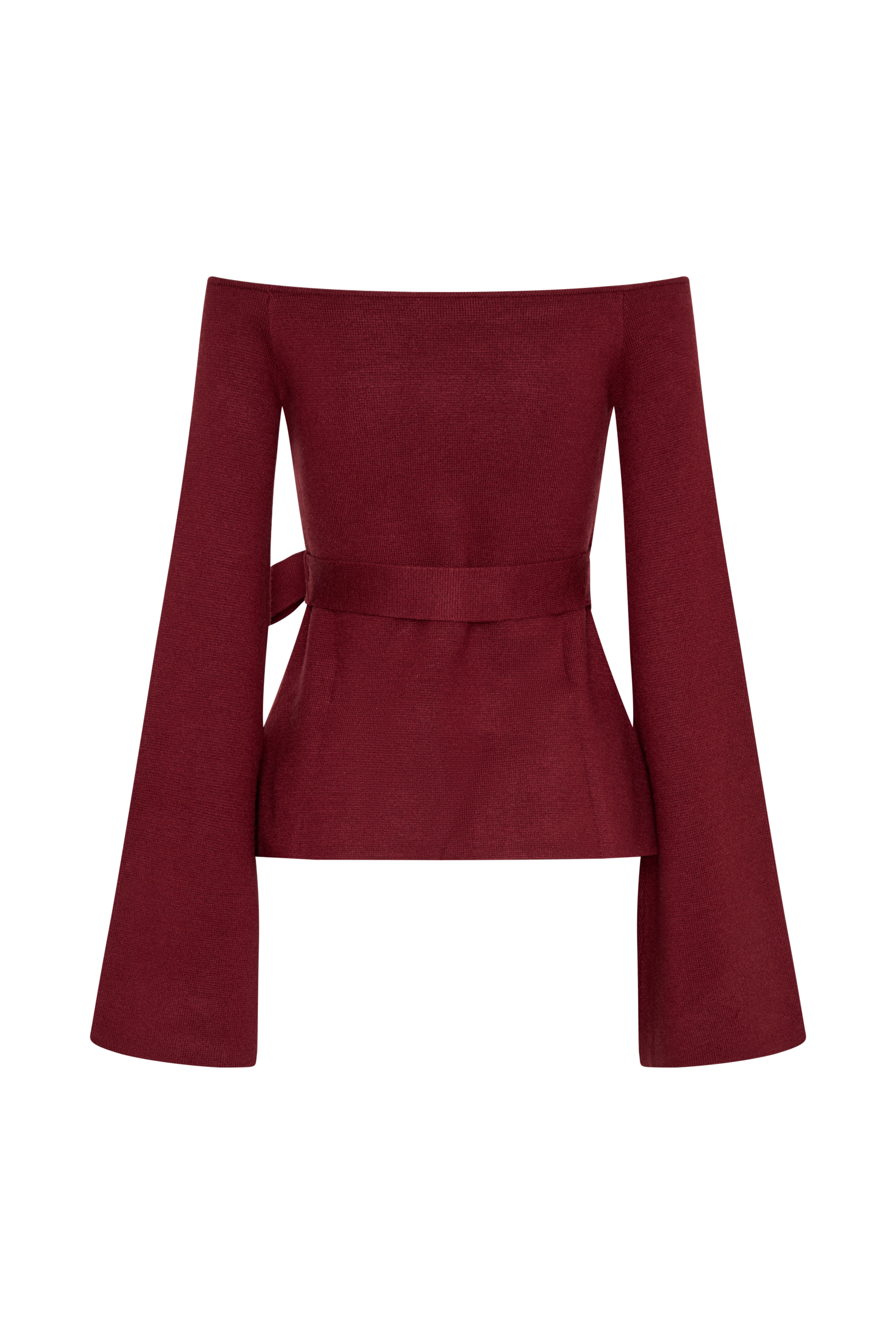 Off Shoulder Knit Top with Long Sleeves & Waist Tie | Kyle