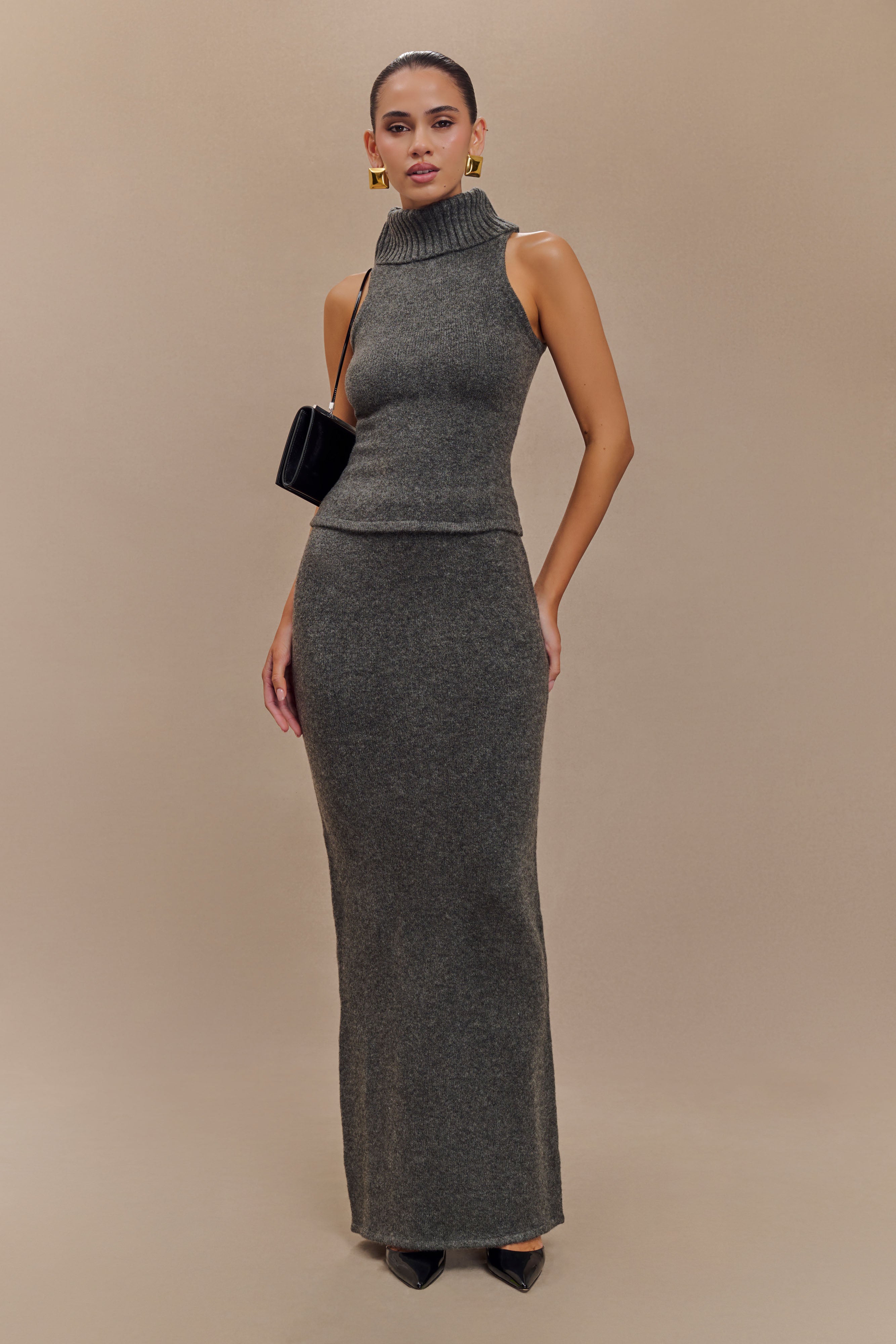 Knit Maxi Skirt with Elastic Waistband - High Waisted & Pencil Fit | Elise