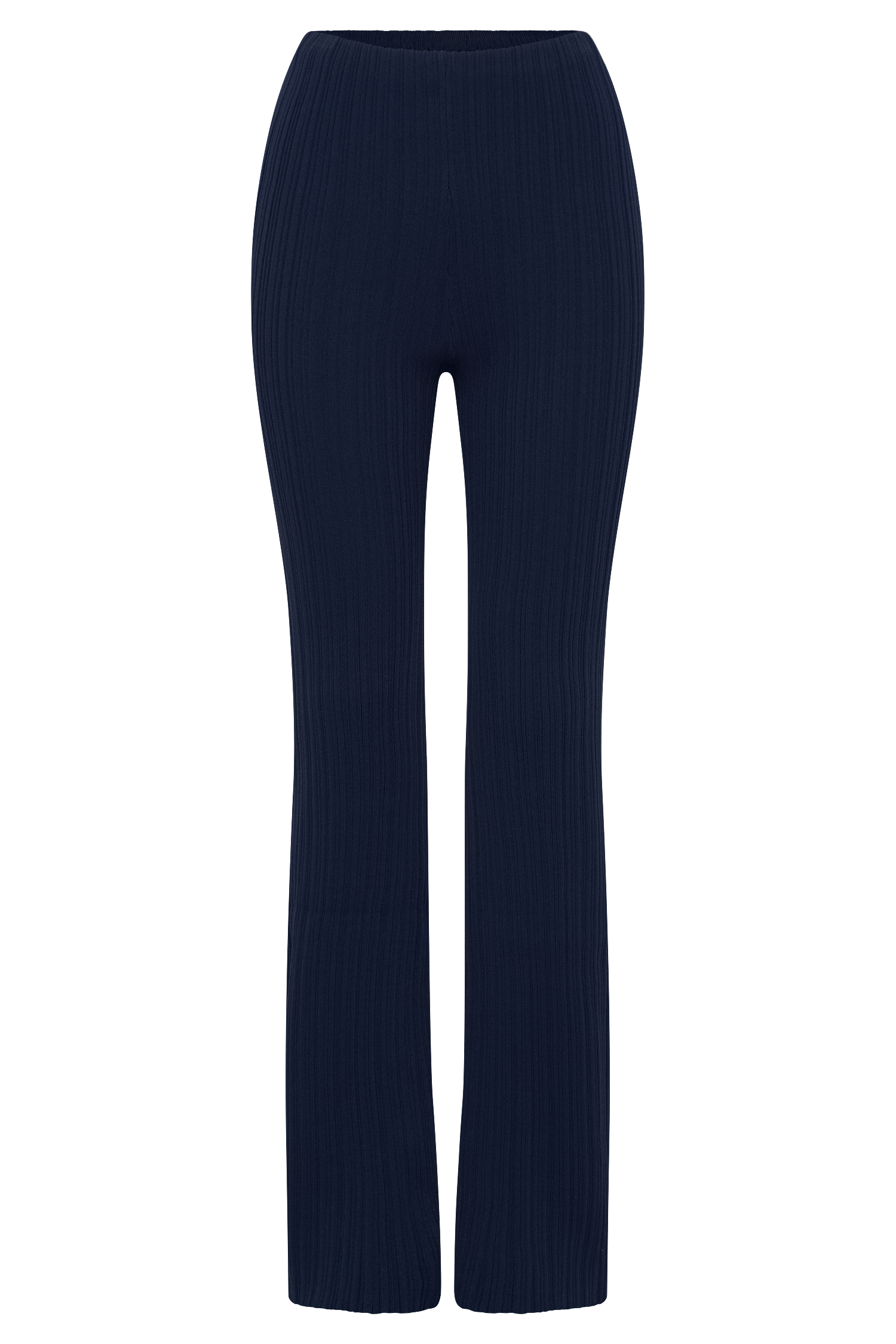 Straight Leg Rib Knit Pants with Elastic Waist | Chiara